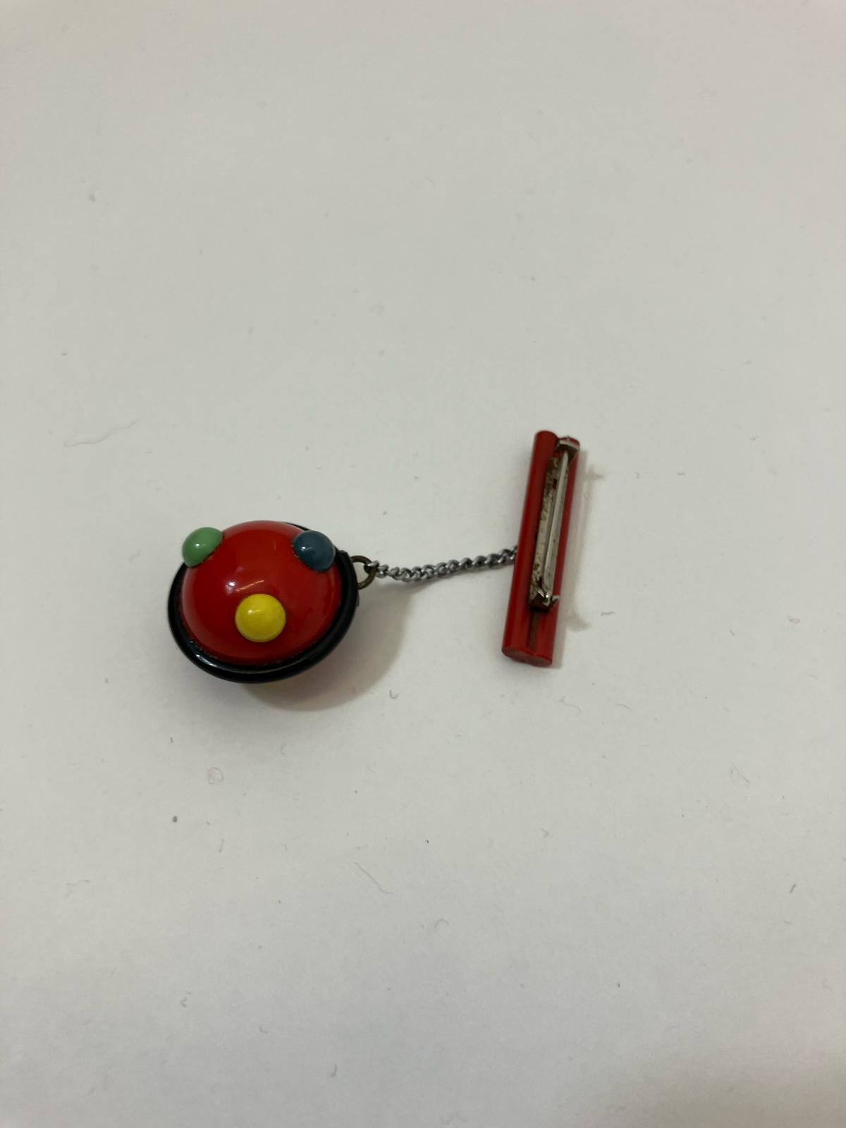 Original 40’s/ 50’s Celluloid Dangly sphere brooch - Red, Yellow, Green and Blue