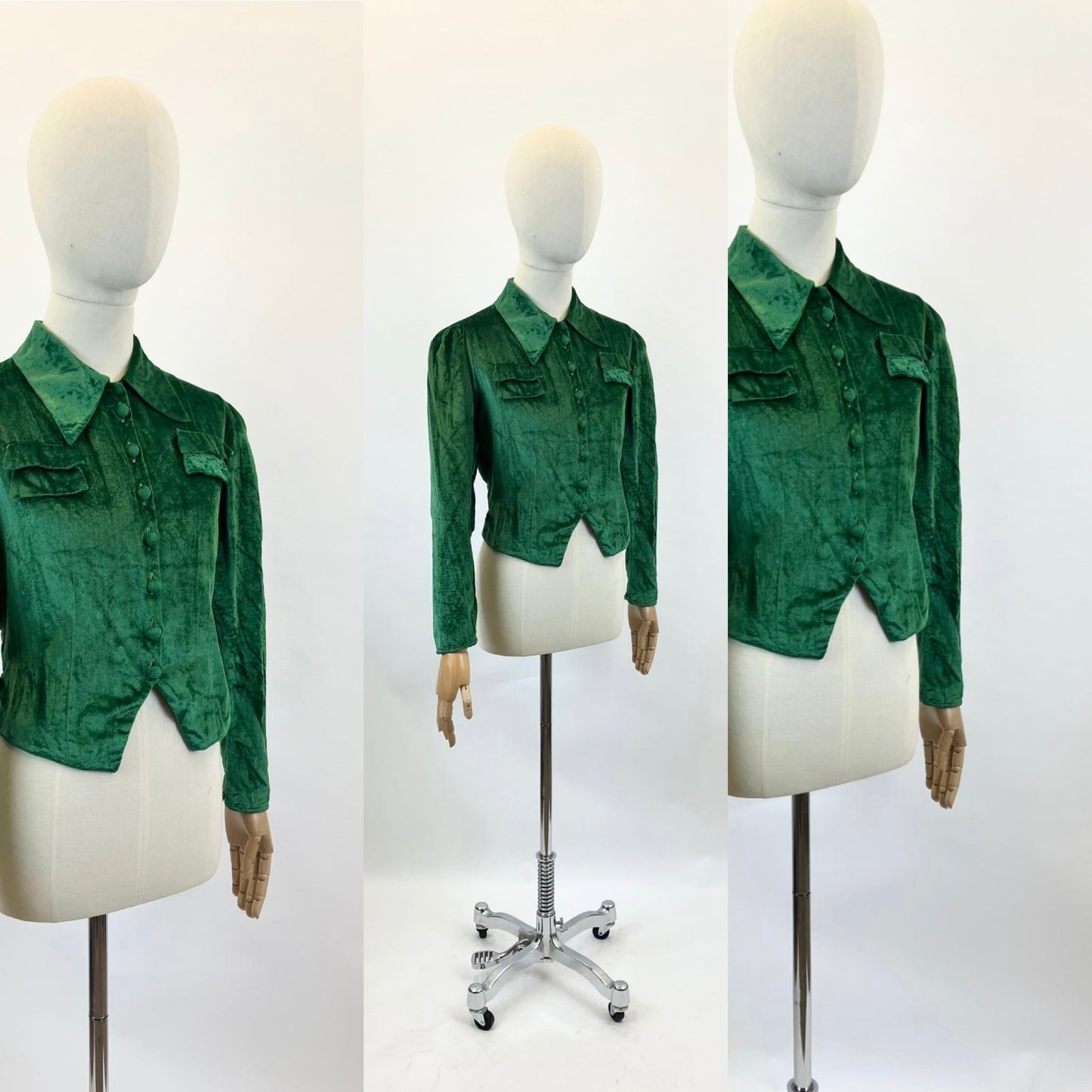 Original 1920's/30's Fabulous Silk Velvet Blouse - in Rich Green