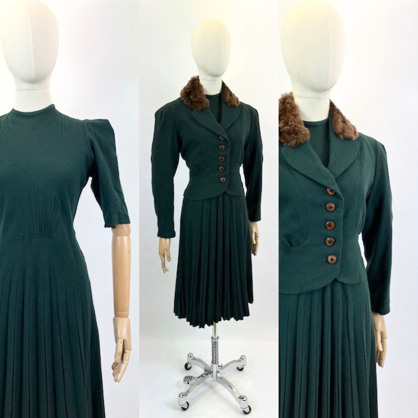 Original spectacular 2pc Dress & Jacket set - in Forest green