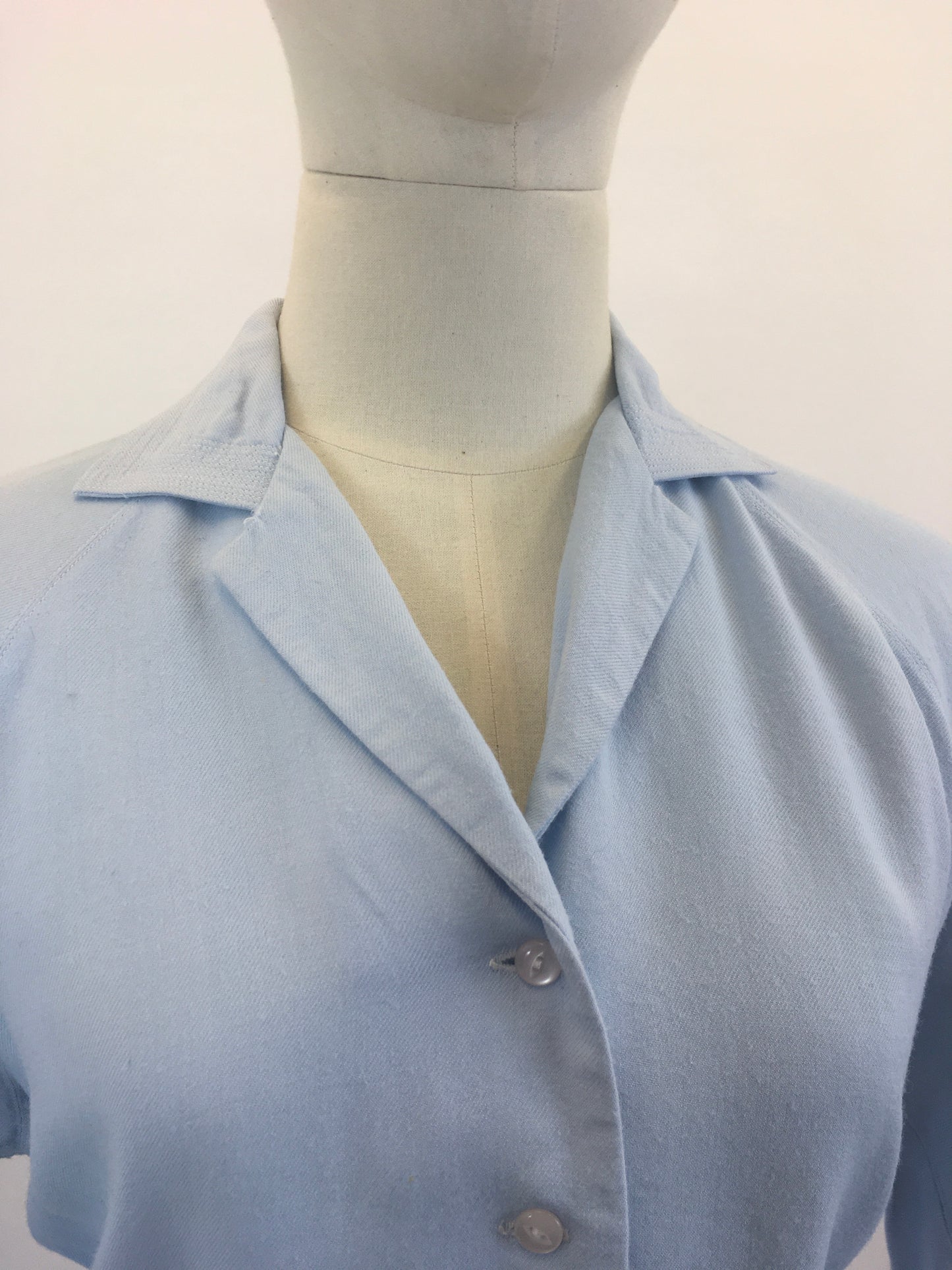 Original 1940's Long Sleeve Blouse - Cornflower Blue