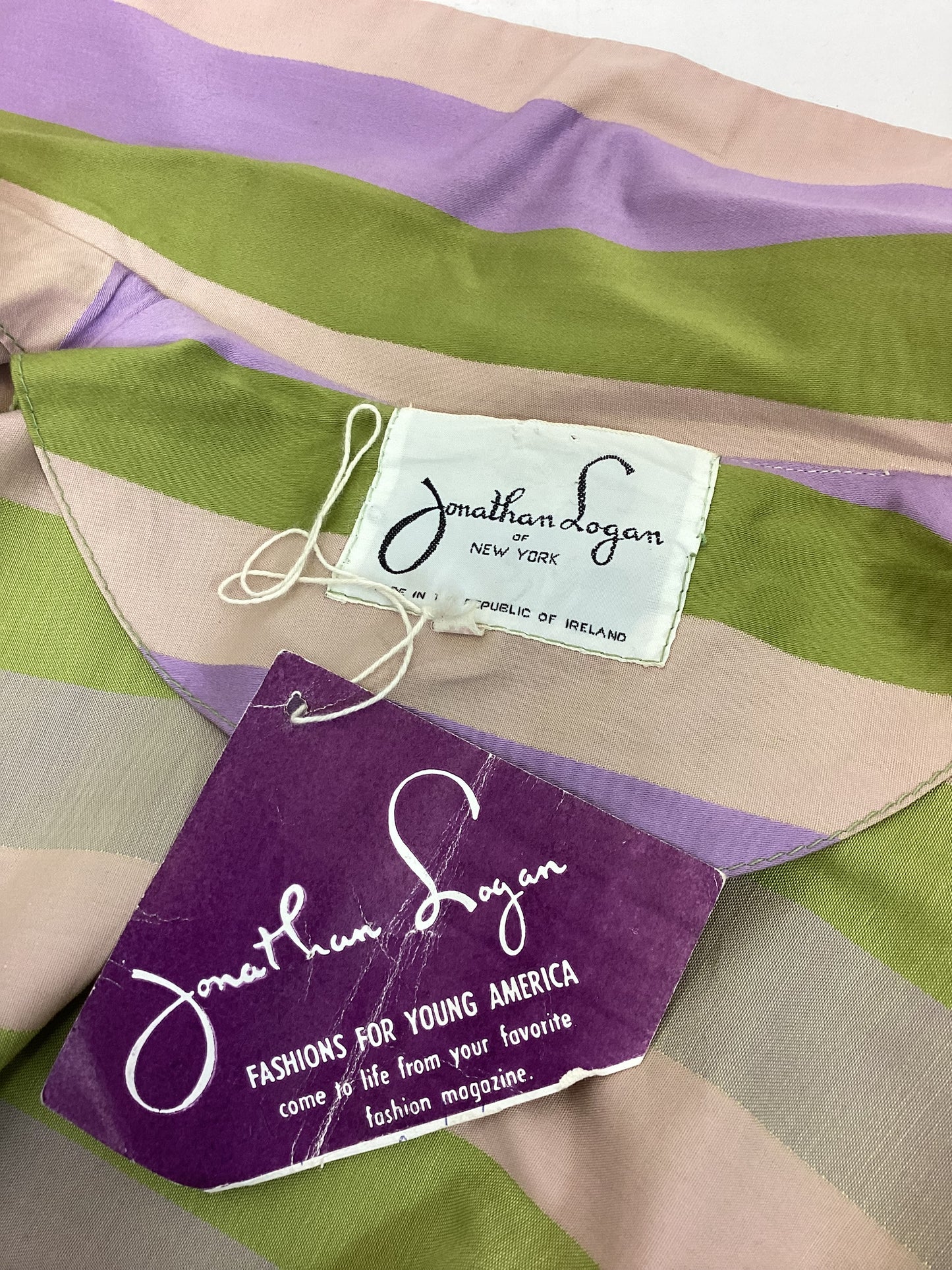 Original 1950’s Beautiful Shirtwaister dress - striped lilac, green and mushroom colourway