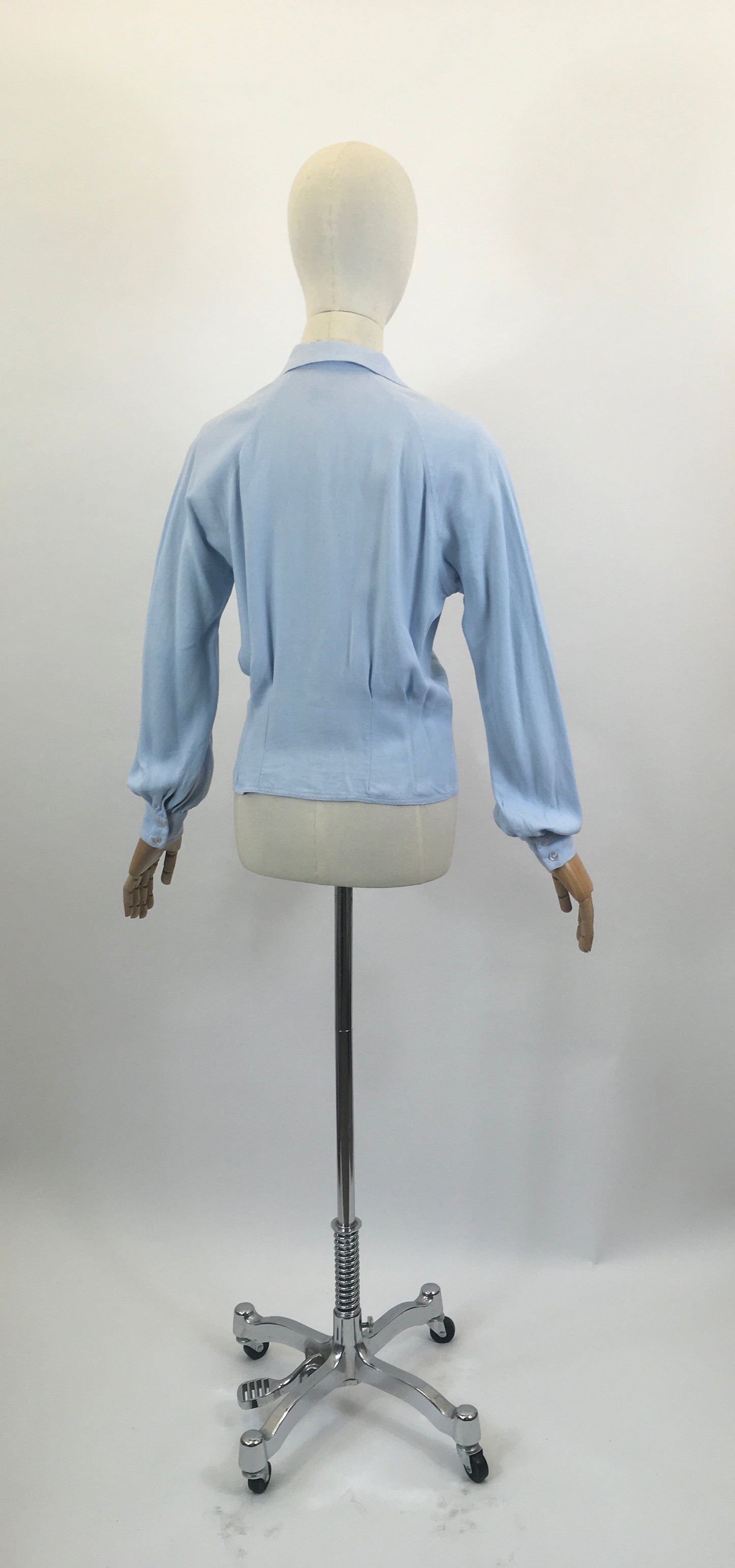 Original 1940's Long Sleeve Blouse - Cornflower Blue