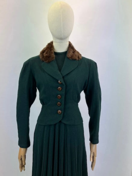 Original spectacular 2pc Dress & Jacket set - in Forest green