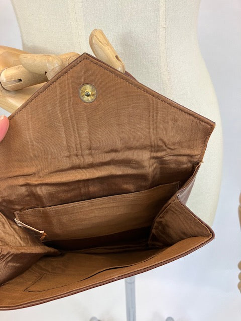 Original 1940’s Gorgeous Shaped contrast Leather/suede handbag - Brown