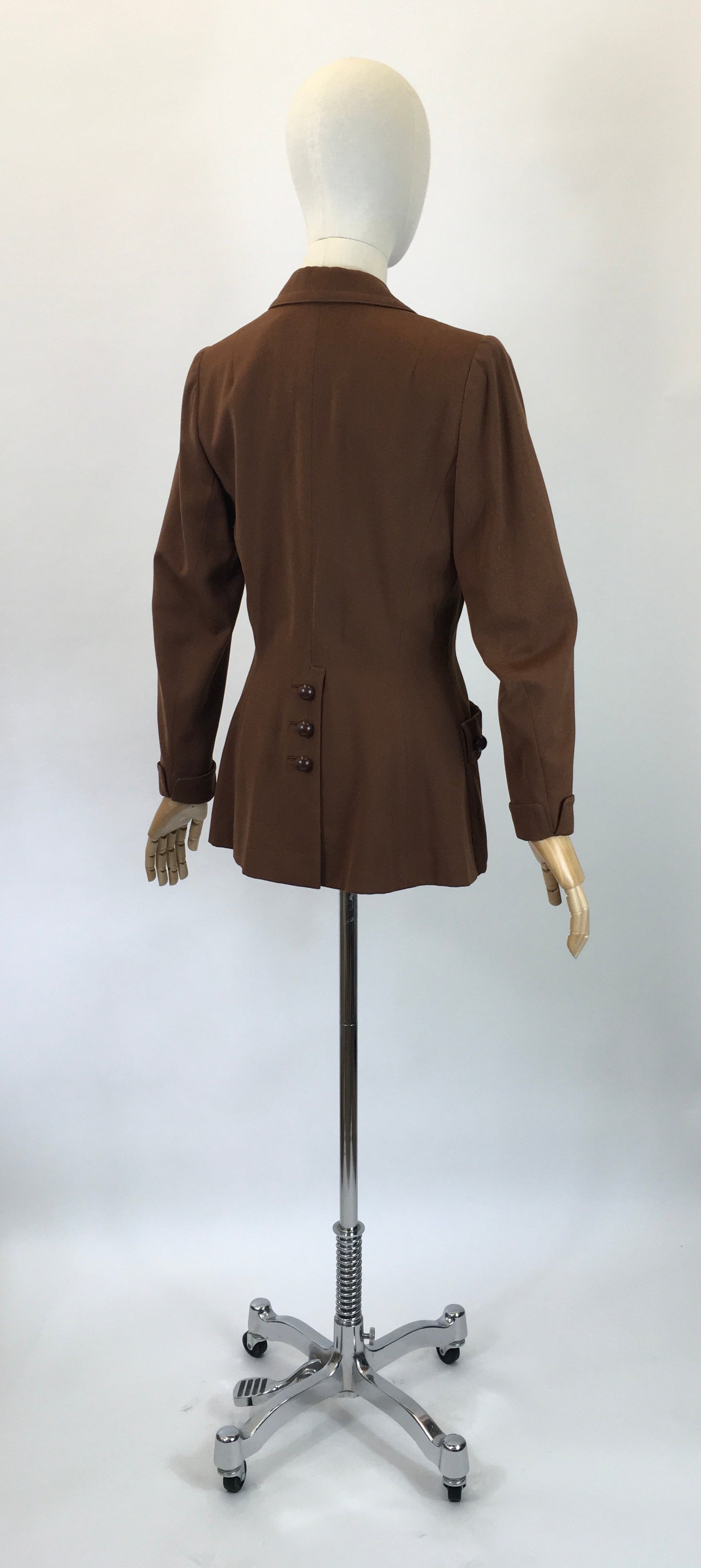 Original 1940s Longline Jacket - in a warm Chestnut brown
