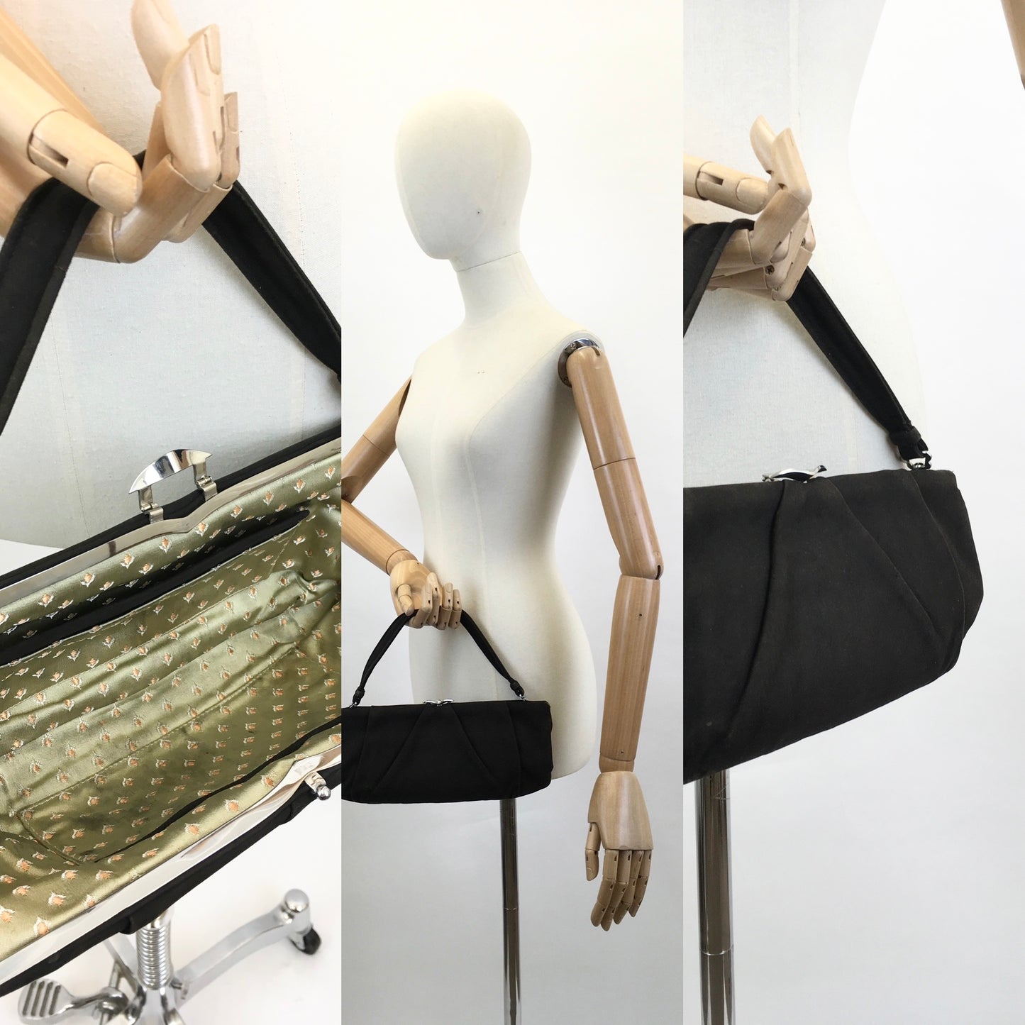 Original 1940's Suede Handbag - dark brown