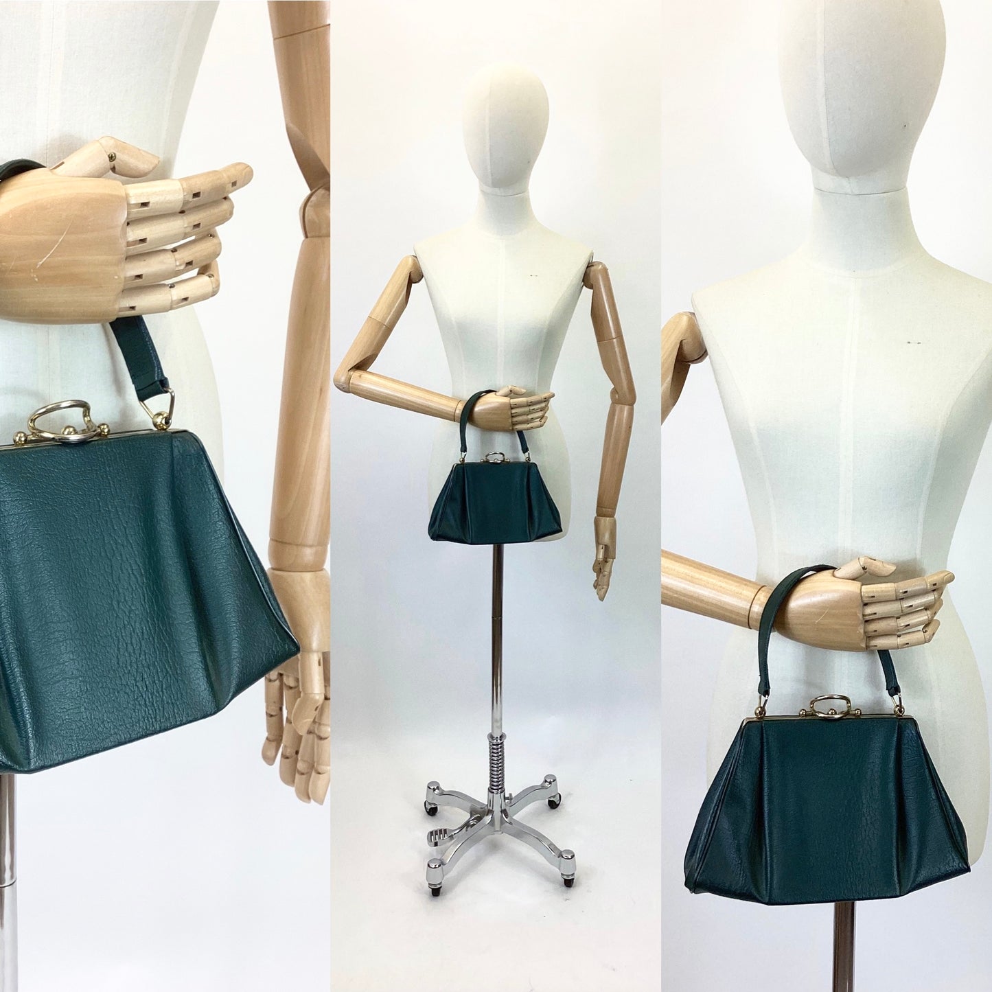 Original 1940's Gorgeous shape handbag - in Forest Green