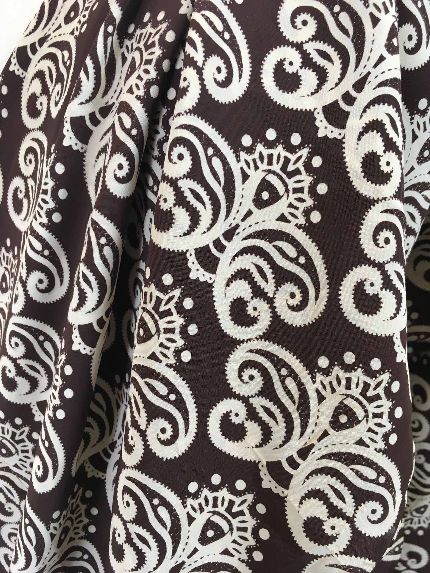 Original late. 30’s/ early .40’s Rayon Silk Dressmaking Fabric - Chocolate brown with cream