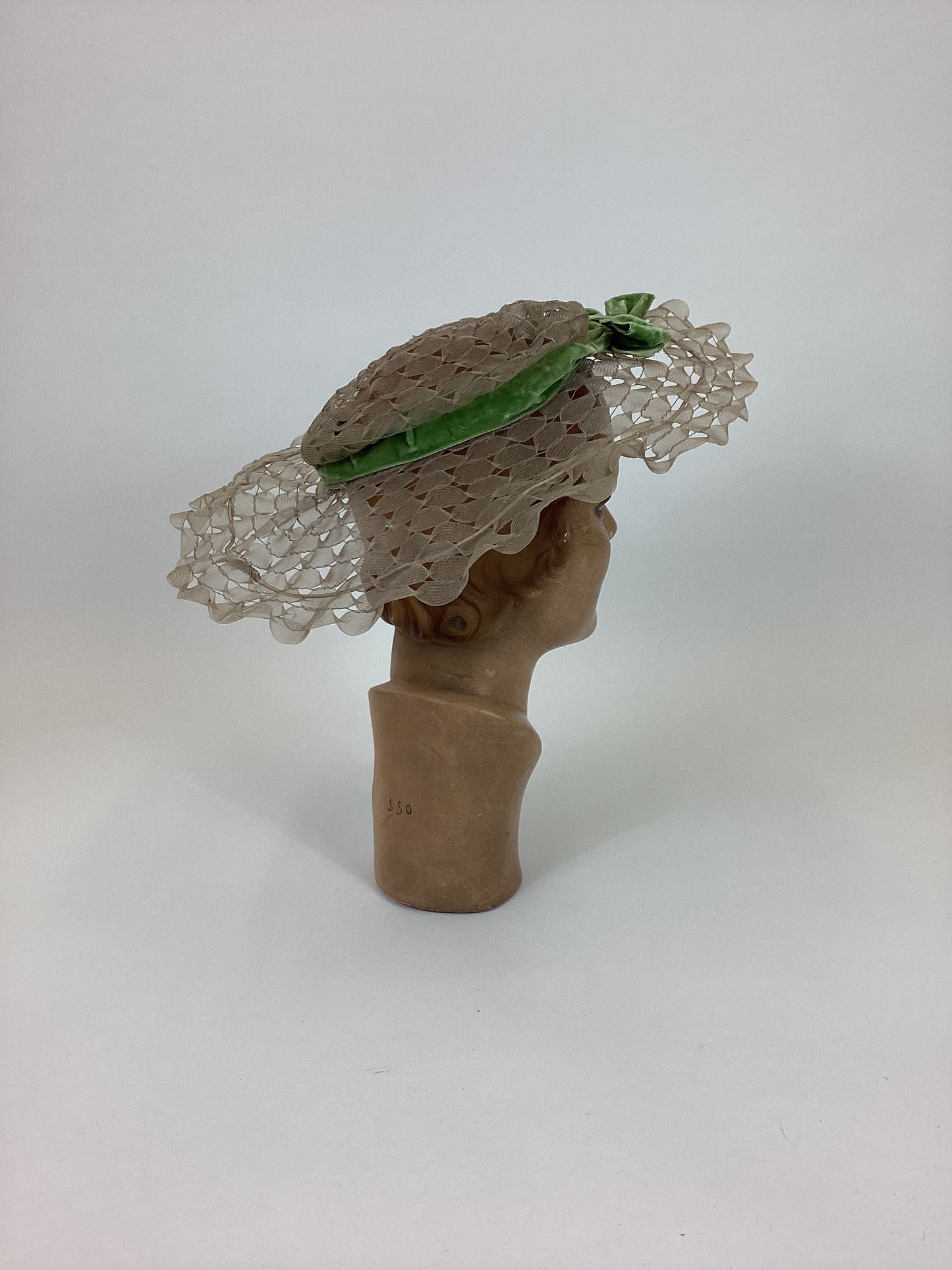 Original 1910's Amazing Edwardian Hat - in palest of pale green
