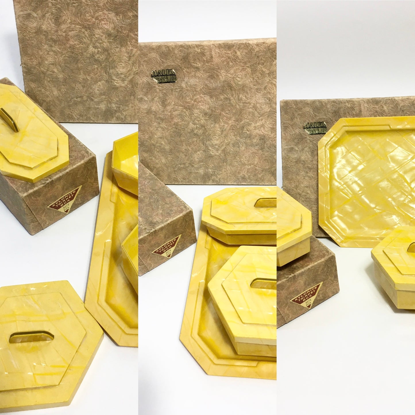 Original Xylonite Dressing Table Set - in Sunshine Yellow