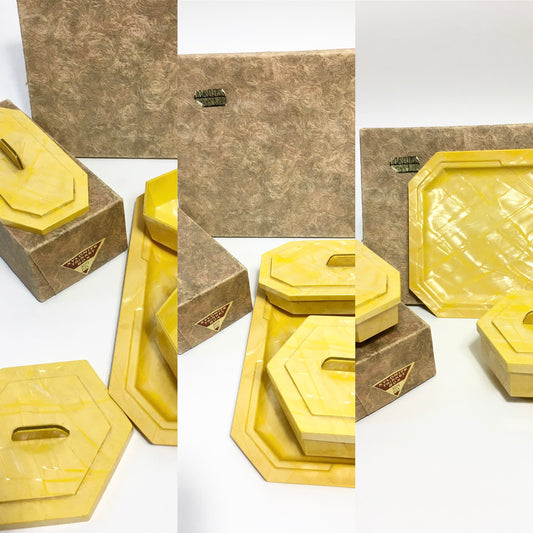 Original Xylonite Dressing Table Set - in Sunshine Yellow