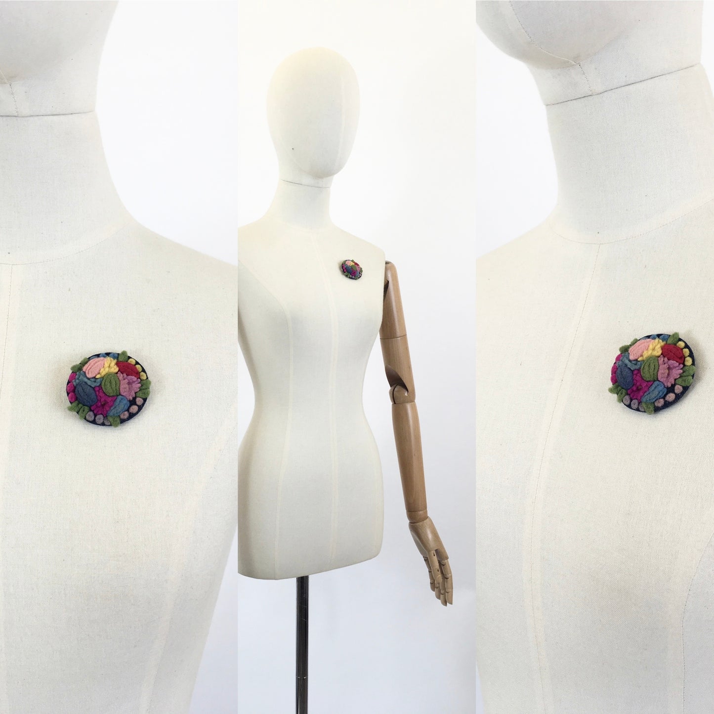 Original 1940’s Make do and mend felted brooch