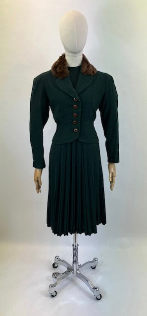 Original spectacular 2pc Dress & Jacket set - in Forest green