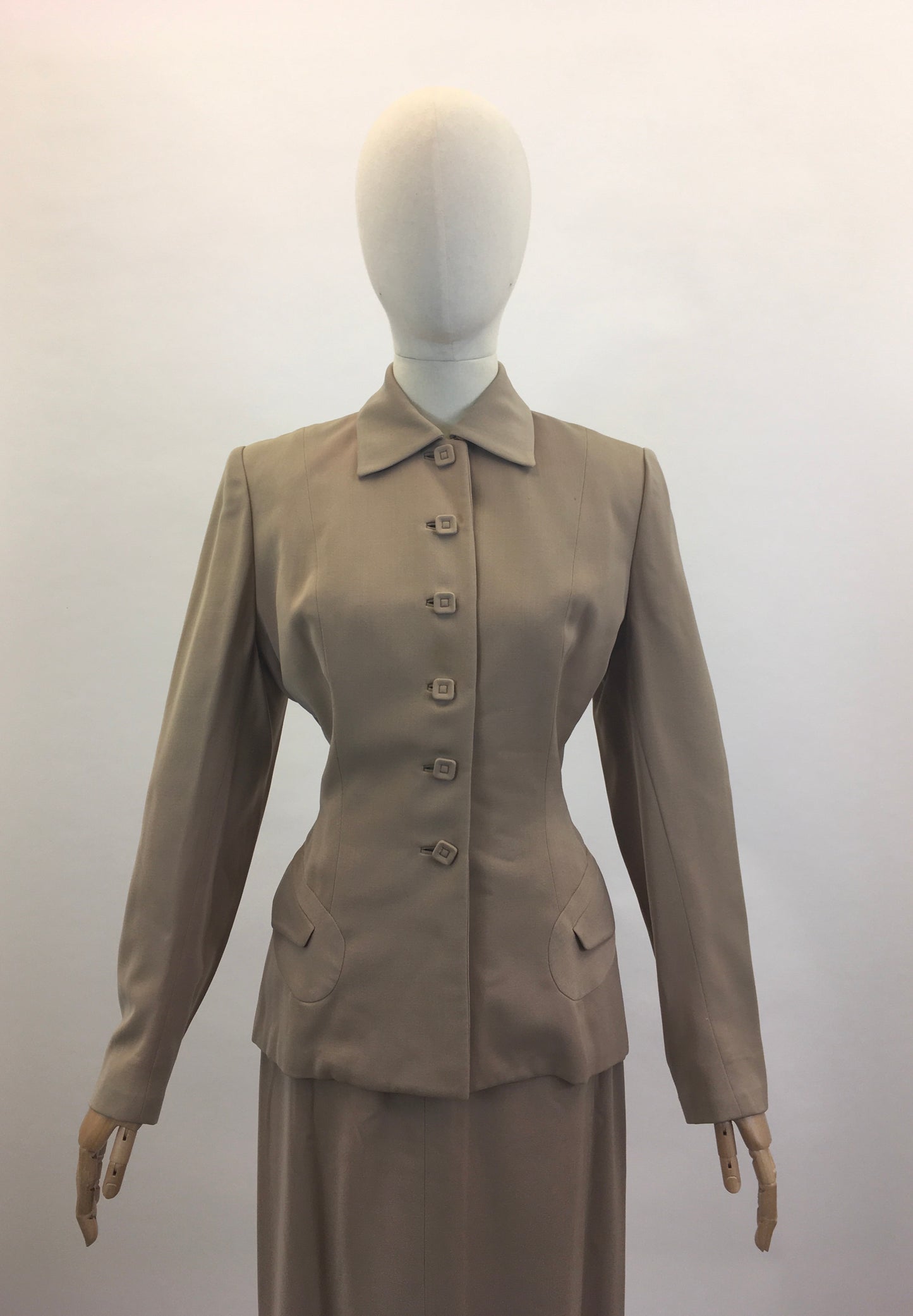 Original 1940’s Longline 2pc Suit - Soft Fawn