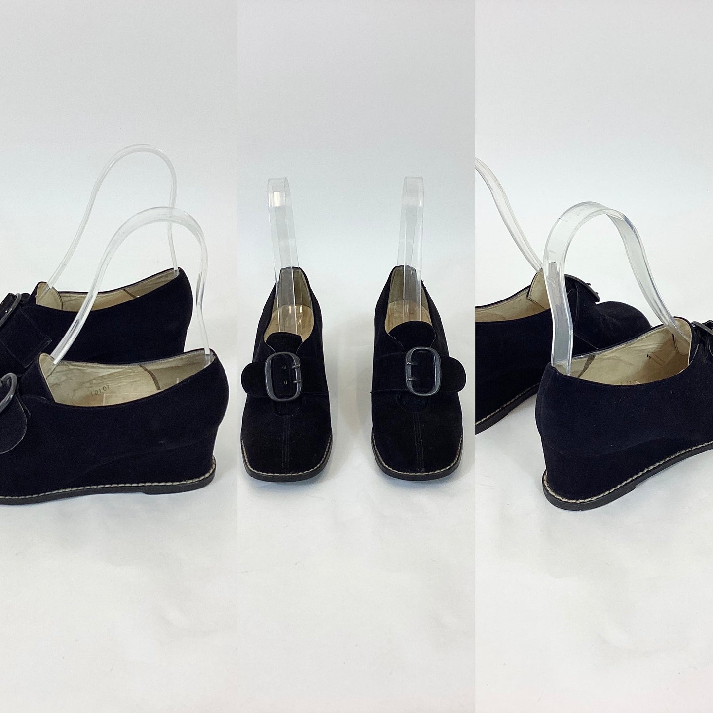 Original 1940’s Gorgeous Wedge Shoes - Black Suede