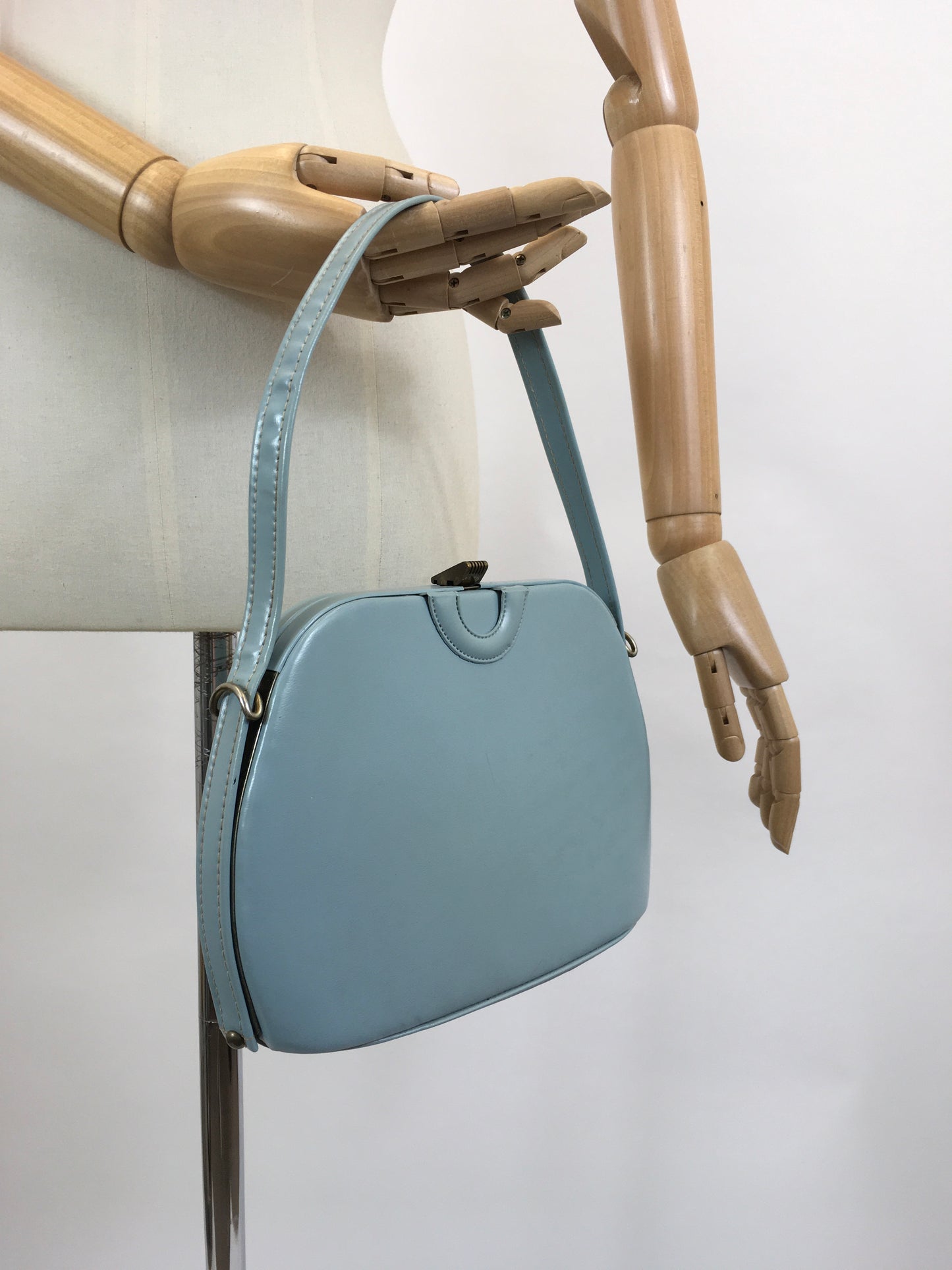Original 1950's Single Handled Handbag - in palest of blues.