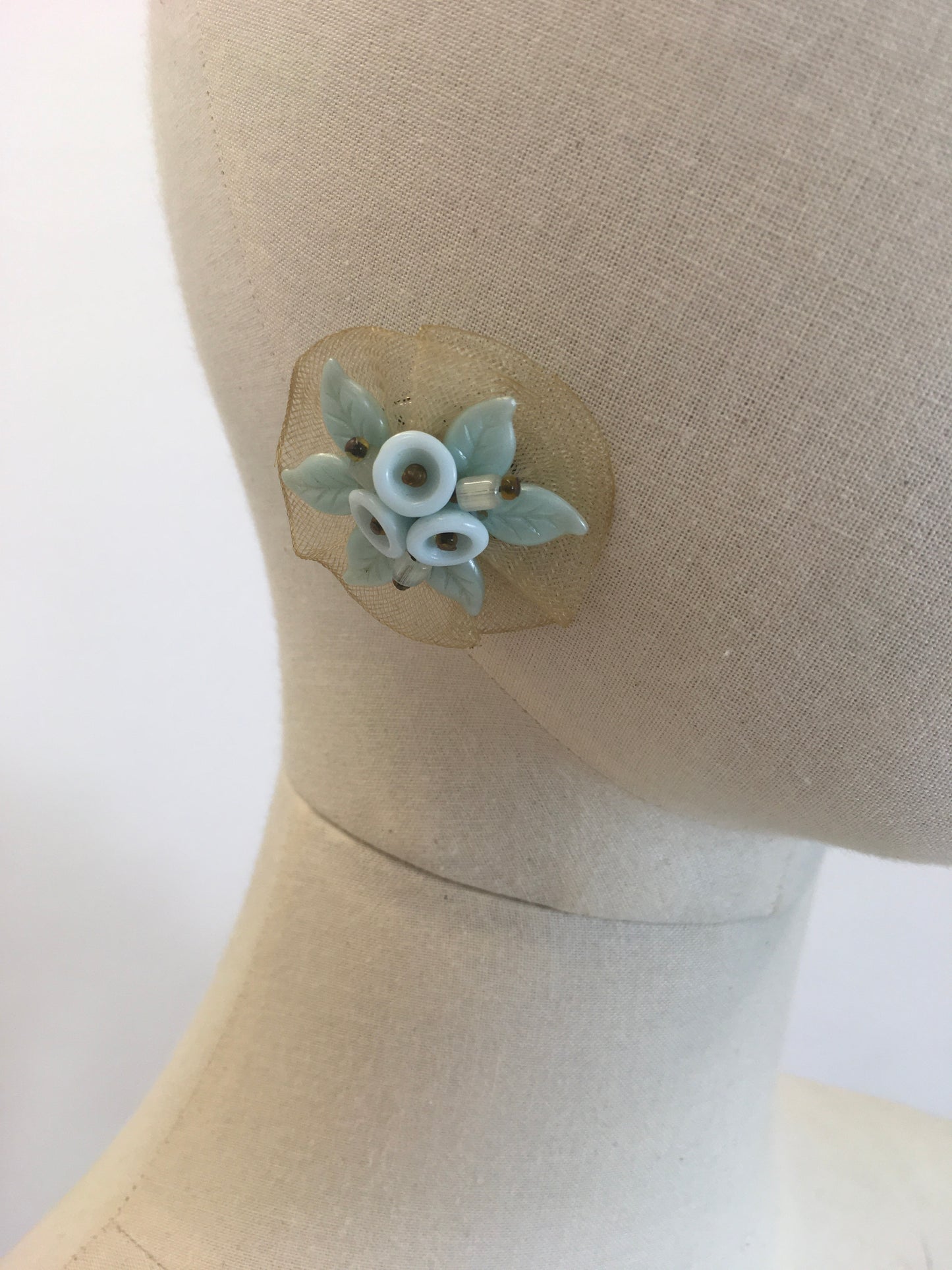 Original 40’s Amazing Clip On Earrings - Duck egg colour