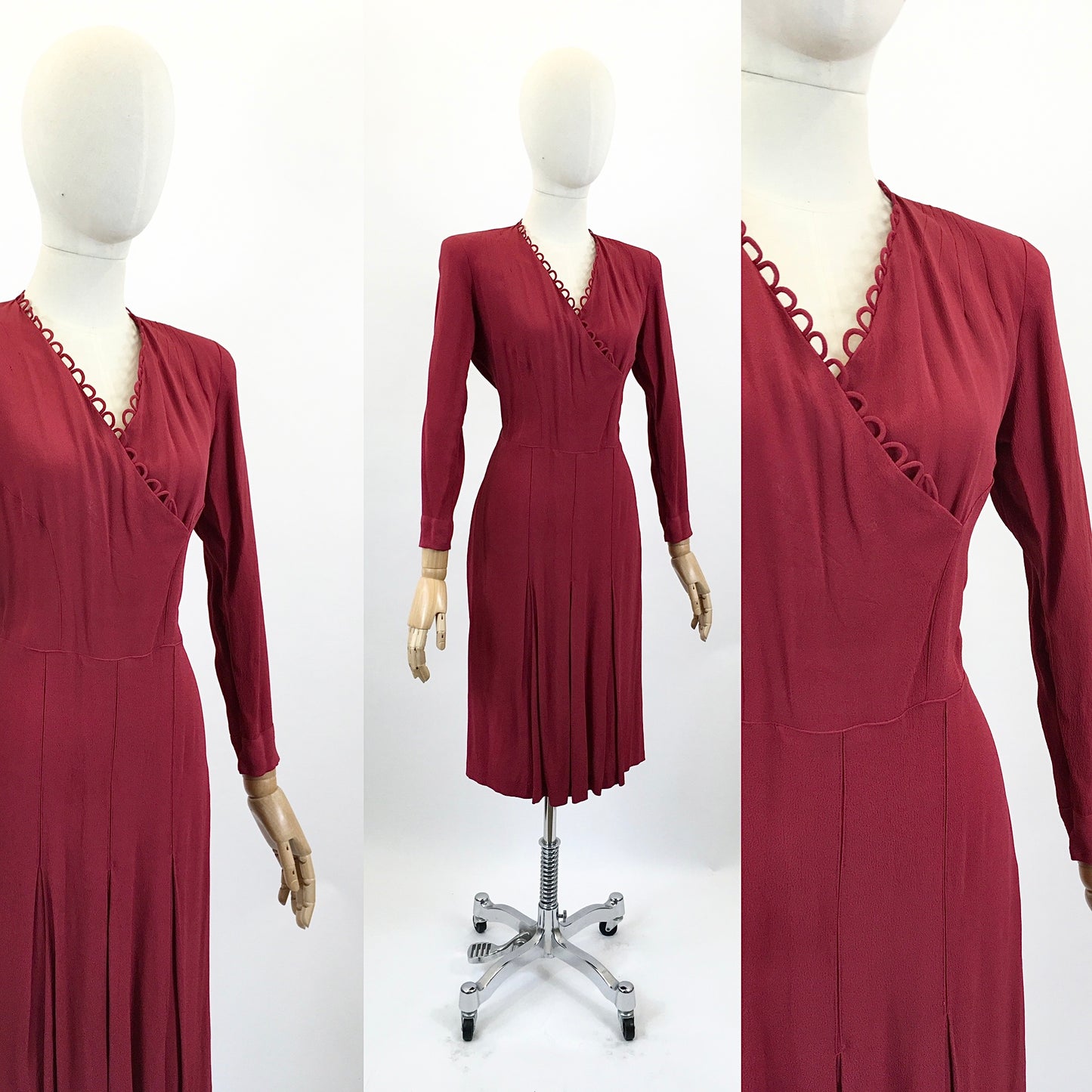 Original Dinner Plate 1940’s Cocktail dress - Wine Red