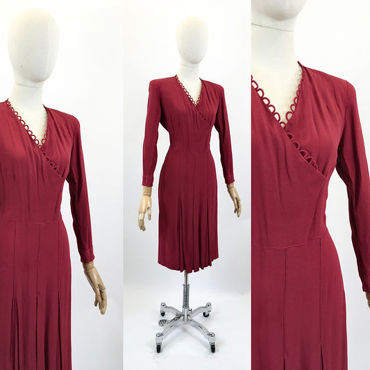 Original Dinner Plate 1940’s Cocktail dress - Wine Red