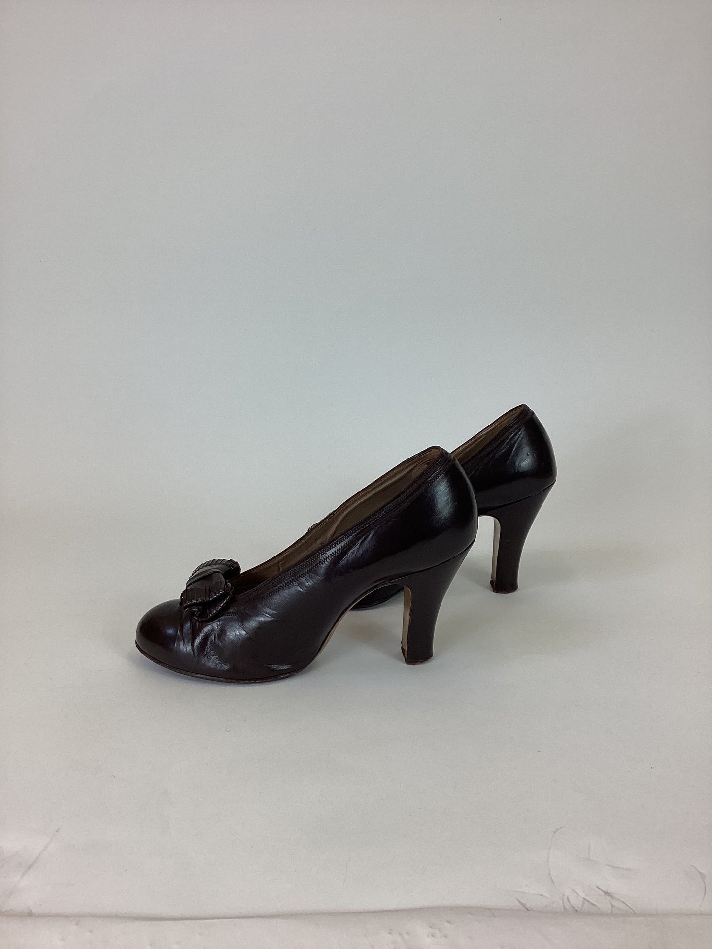 Original 30's / 40's Spectacular High heeled shoes - Rich Brown