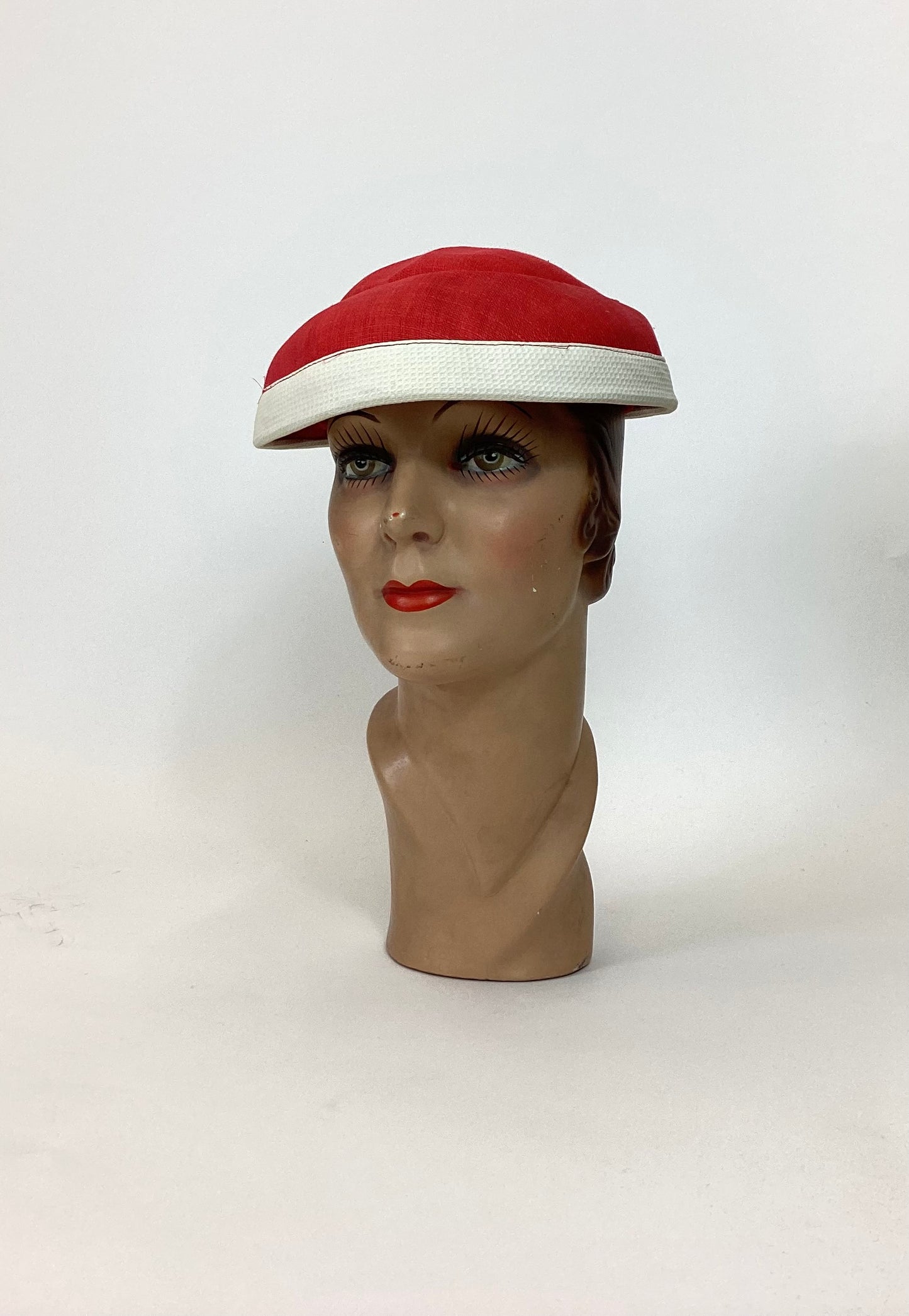 Original 50’s Fabulous Hat - Lipstick Red and Ivory contrast.