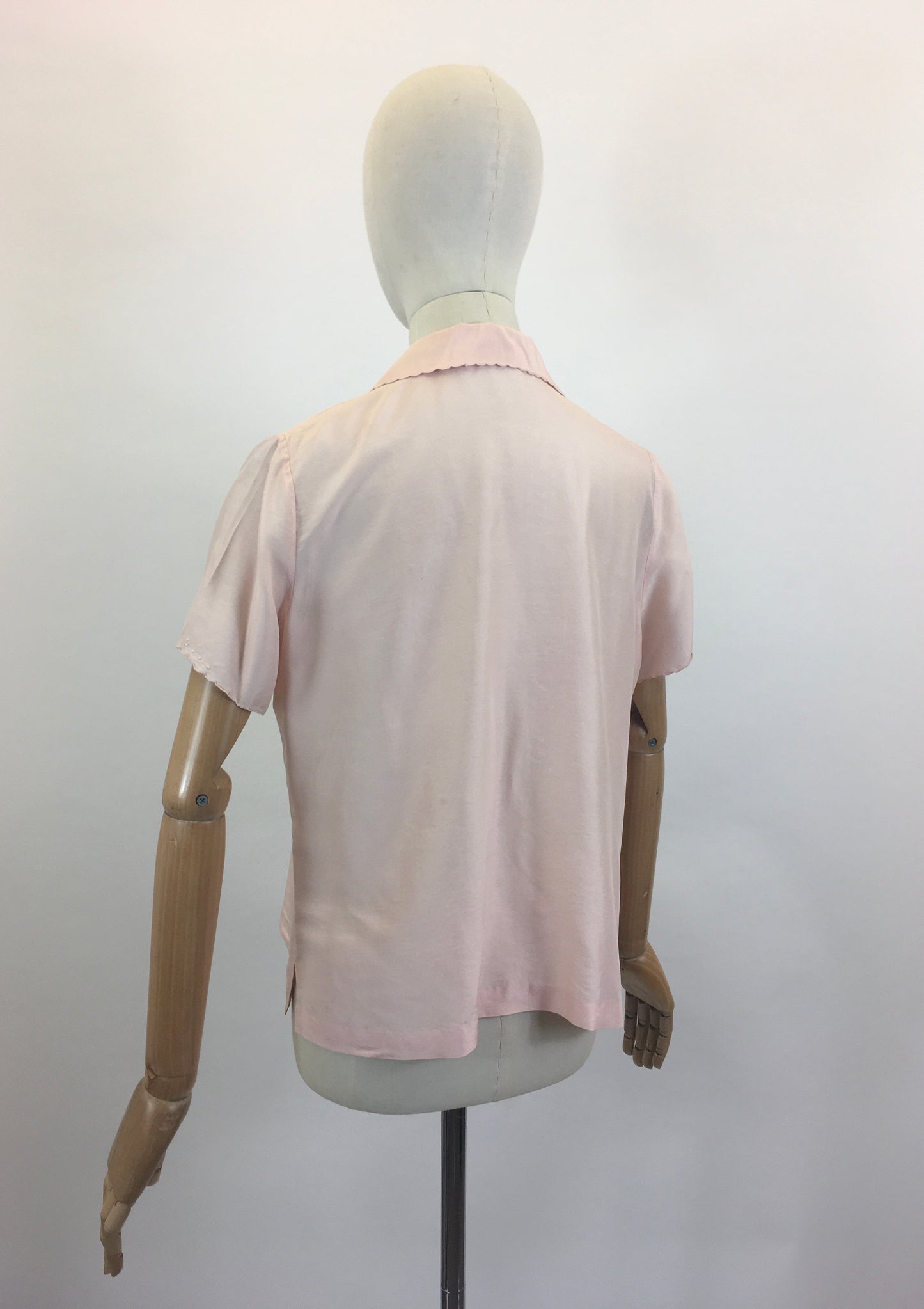 Original 1950's Embroidered Blouse - in Soft Peach