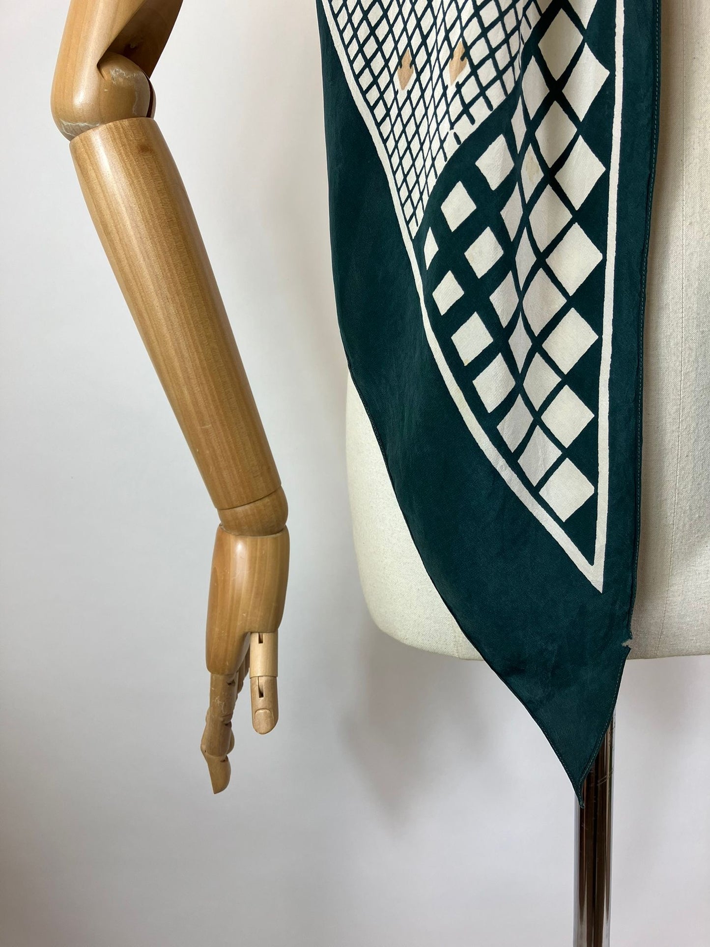 Original 1920’s/30’s Silk Dagger Point Scarf - Green, Brown and Taupe