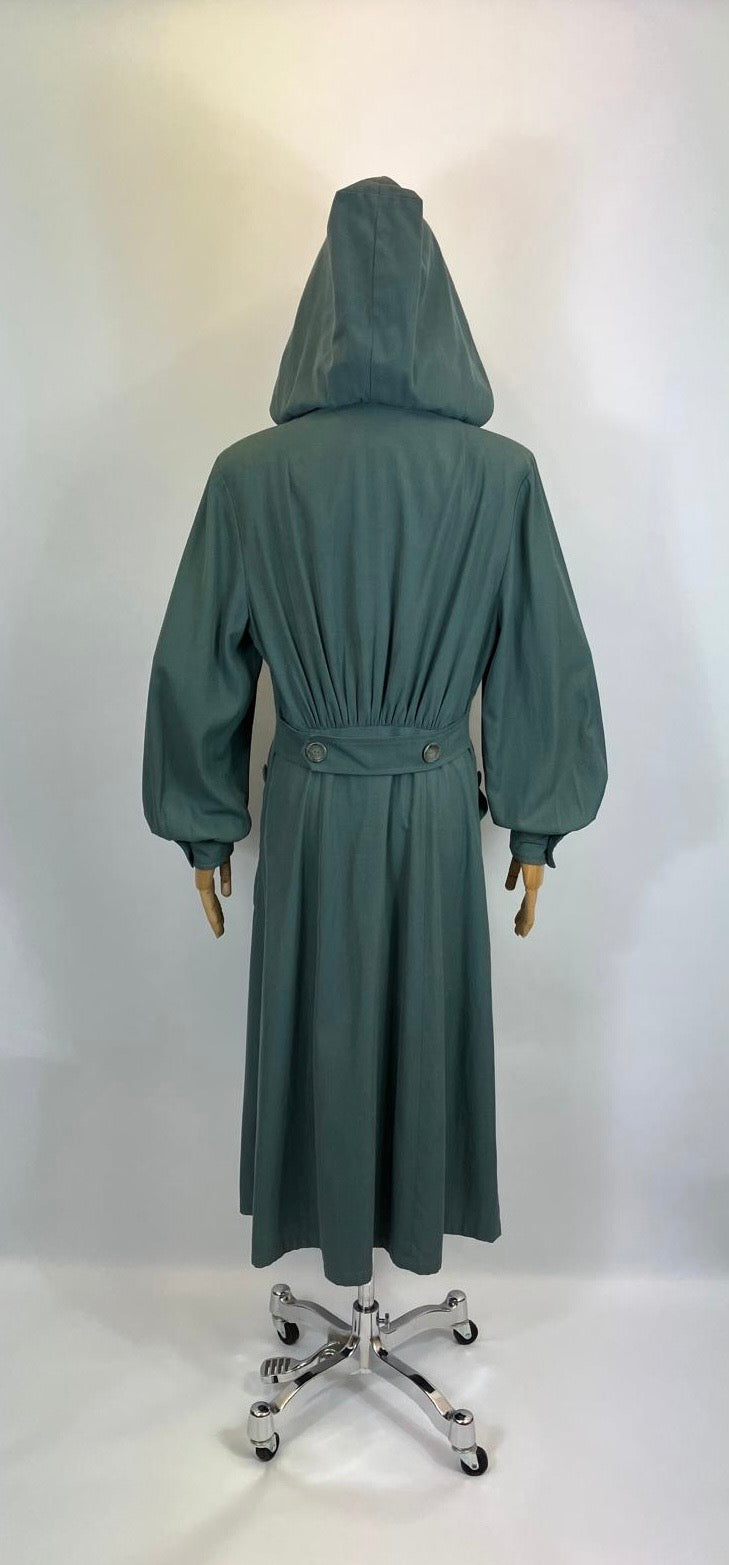 Original 1940’s RARE Amazing Hooded Rain Coat - in Airforce Blue