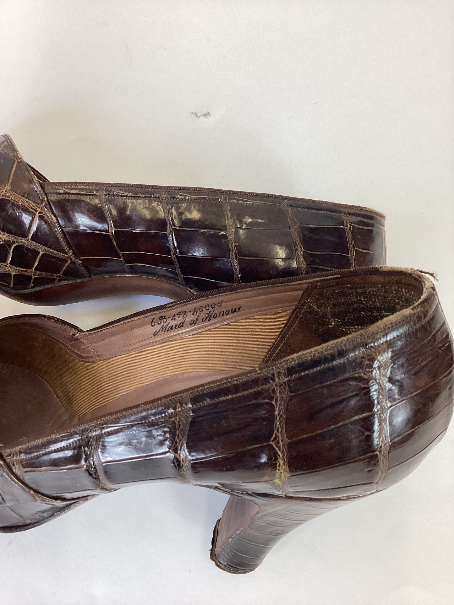 Original 40's Faux Alligator Shoes - in Chocolate Brown