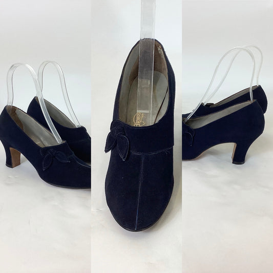 Original Amazing 1940’s suede shoes - Navy
