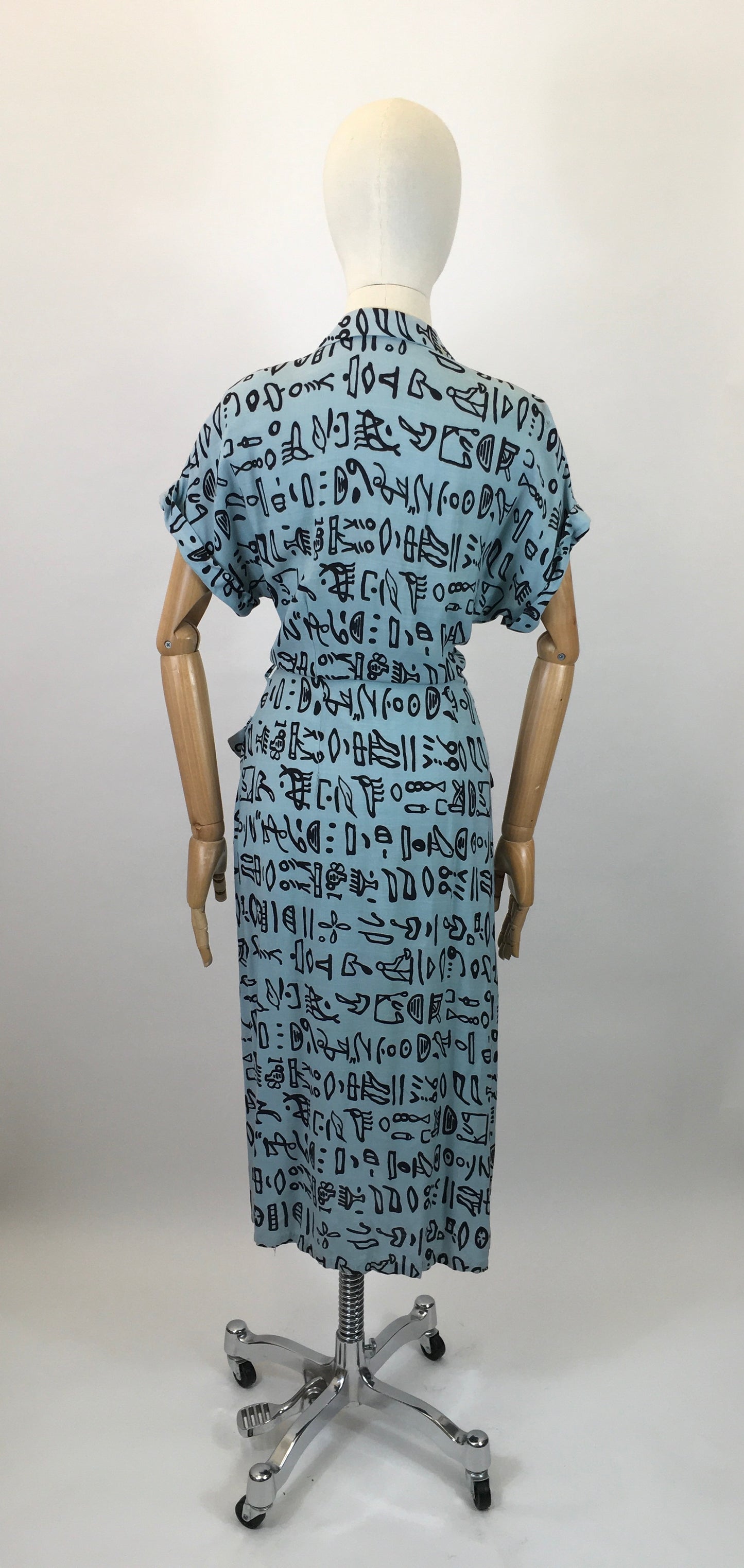 RESERVED DO NOT BUY Original 1940's Amazing Linen Novelty print - in a Gorgeous Aqua blue background