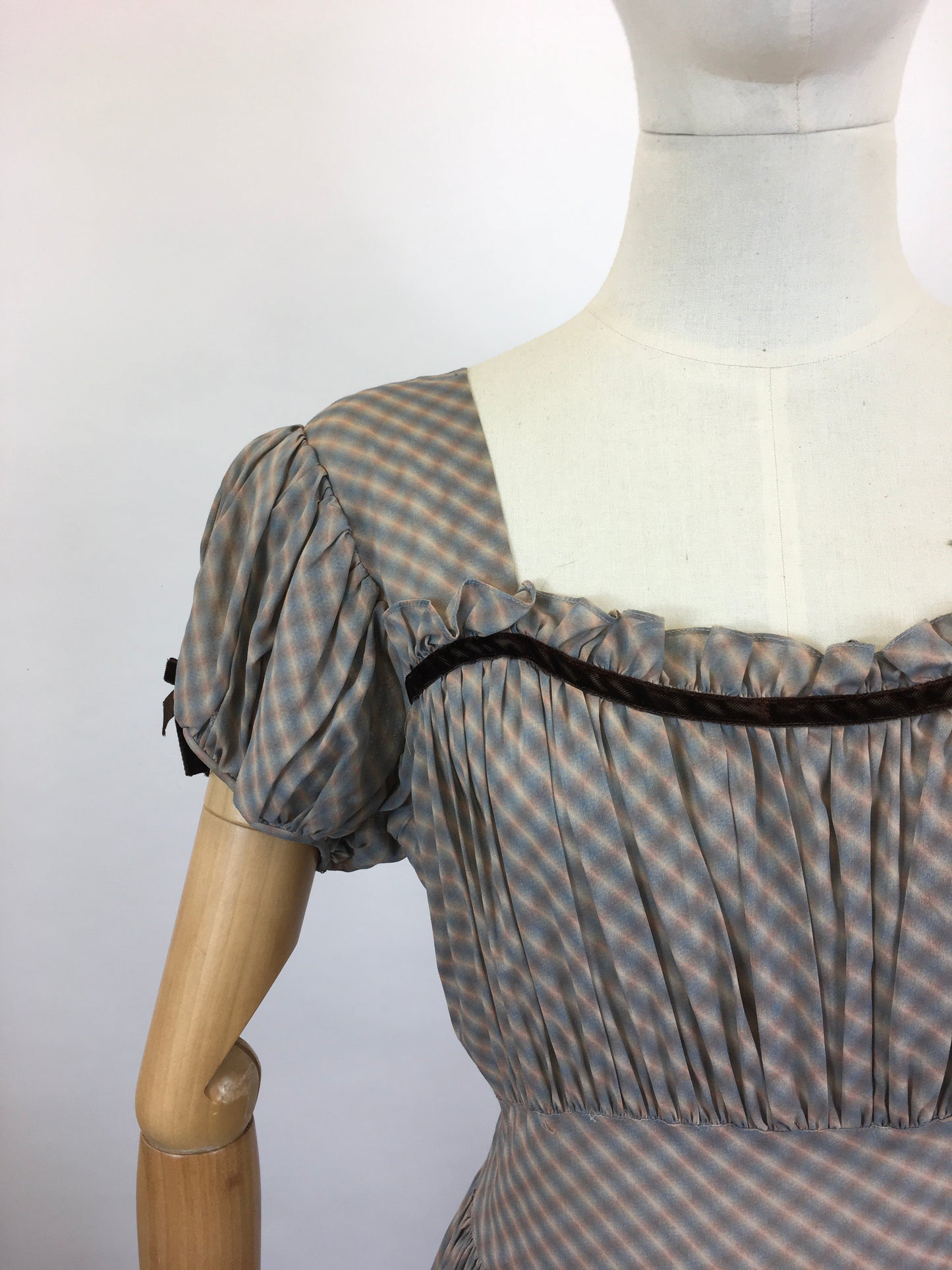 Original 1940’s Fabulous Striped Dress - Faint coloured stripes
