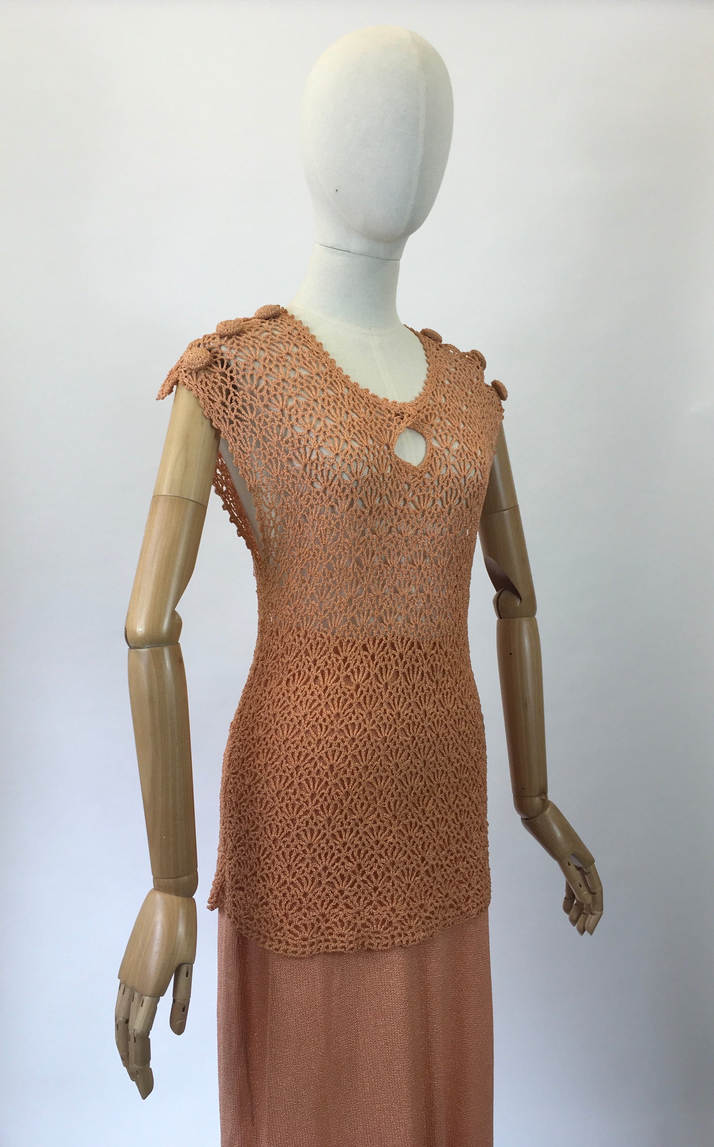 Original 1930s 2pc knit set - in beautiful coral colourway