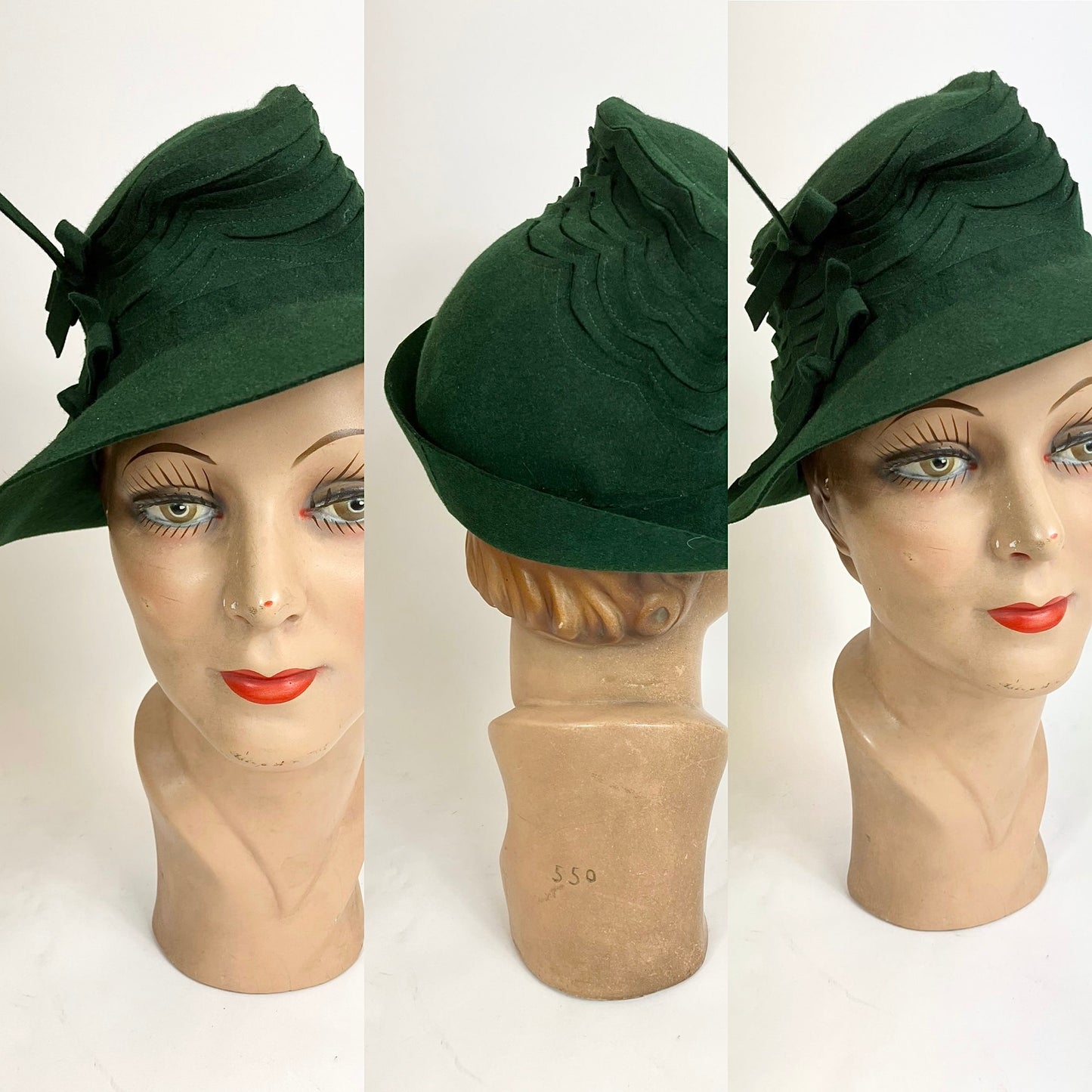 Original 1940’s Amazing Topper Hat - Forest Green