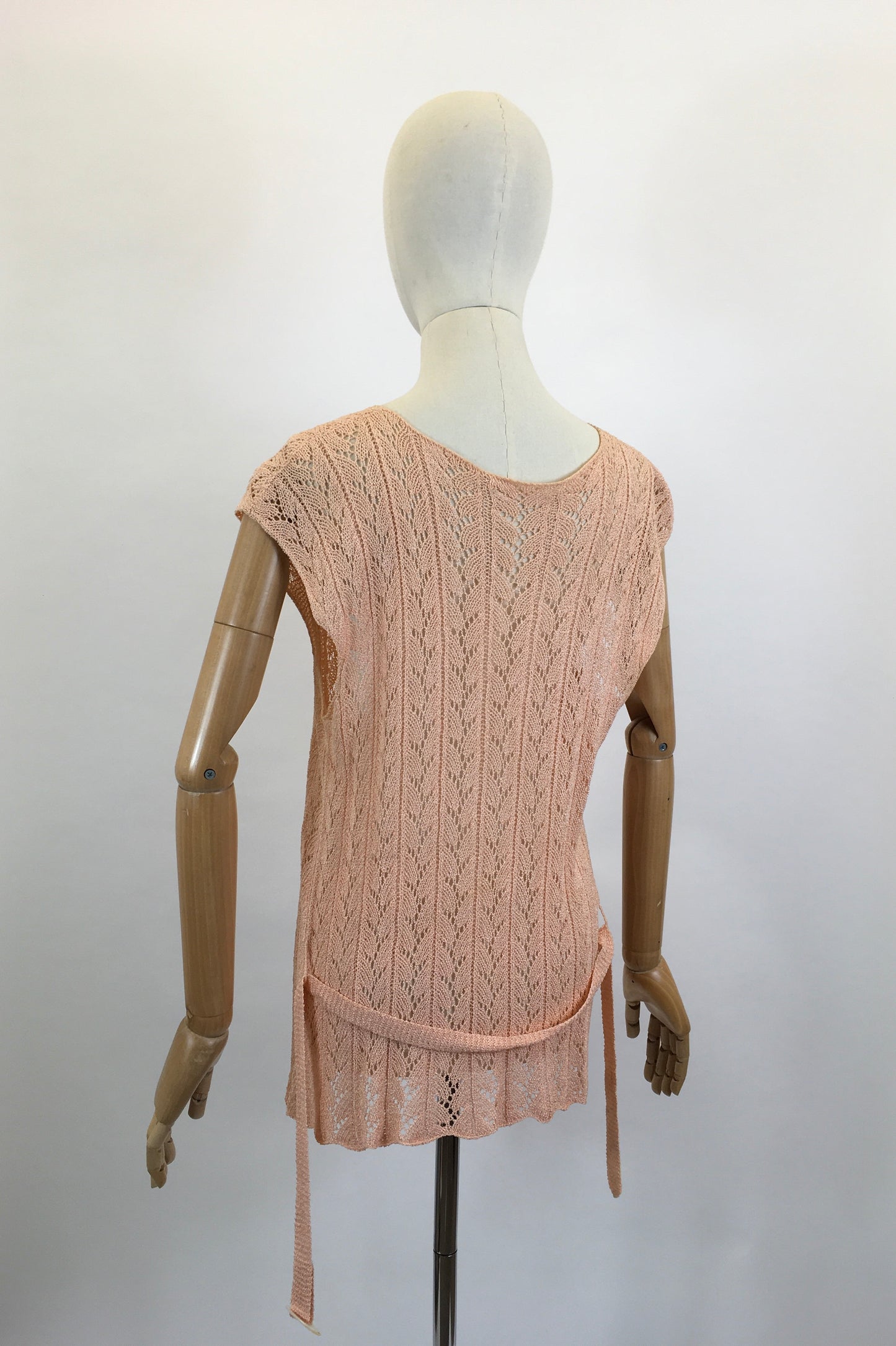 Original 1930's Fabulous Crochet Tunic - in pale peach