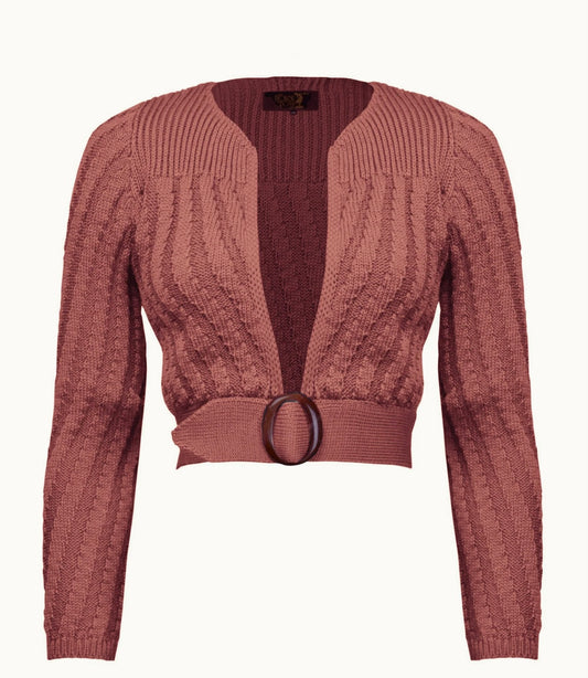 House Of Foxy Reproduction Datemaker Cardigan in Vintage Rose