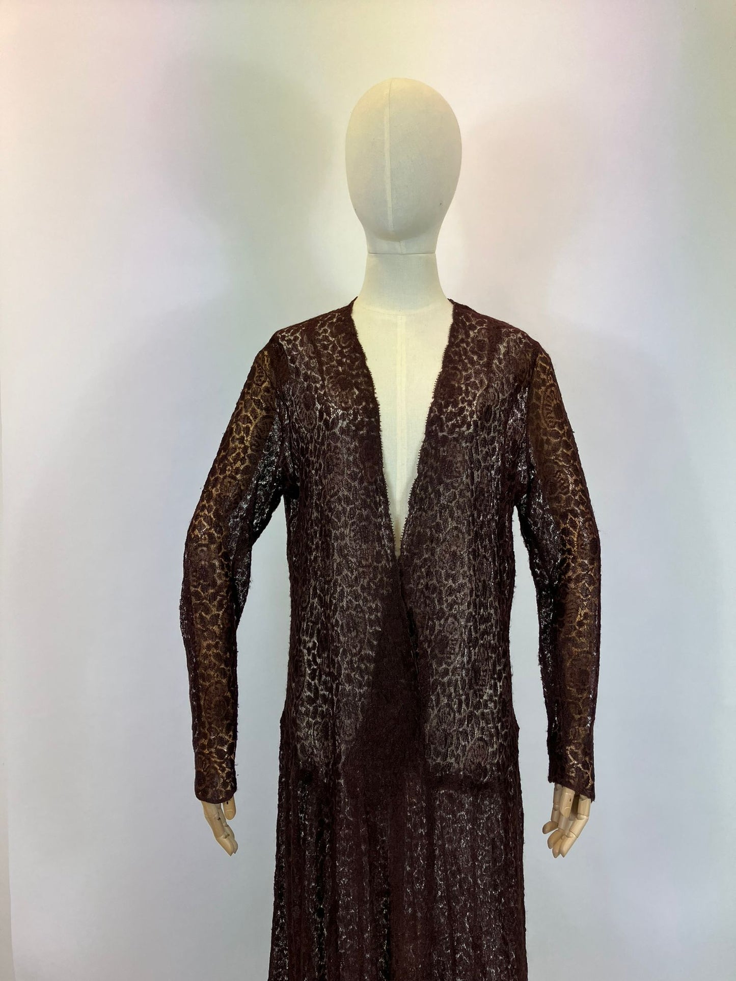 Original 1920's/ 1930's Crossover Lace Dress - in Gorgeous Deep Brown