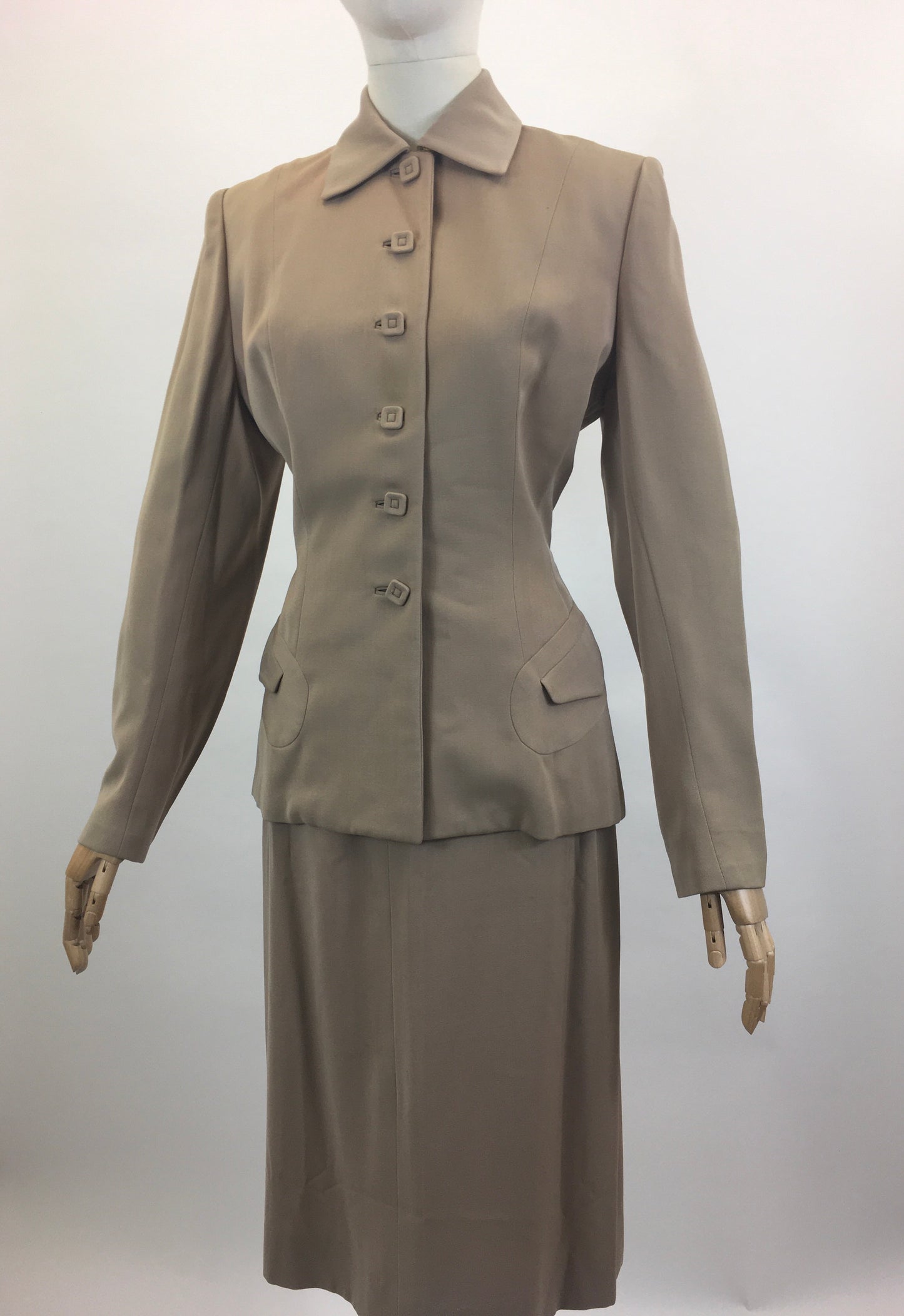 Original 1940’s Longline 2pc Suit - Soft Fawn