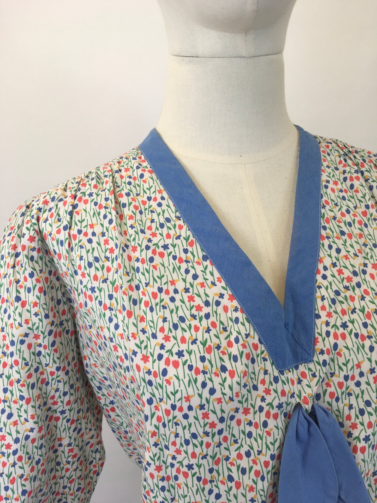 Original 1930’s Darling Floral Day Dress - In a Meadow Print with Greens, Blues, Yellows & Orange.