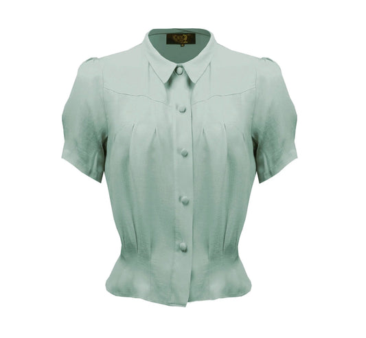 House of Foxy 1930’s Bonnie Blouse in Duck Egg