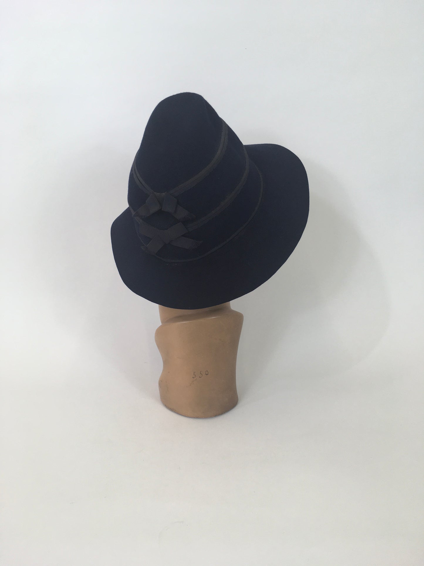 Original 1930’s / 1940’s Fedora Hat with Bow Detailing - In A Deep Navy