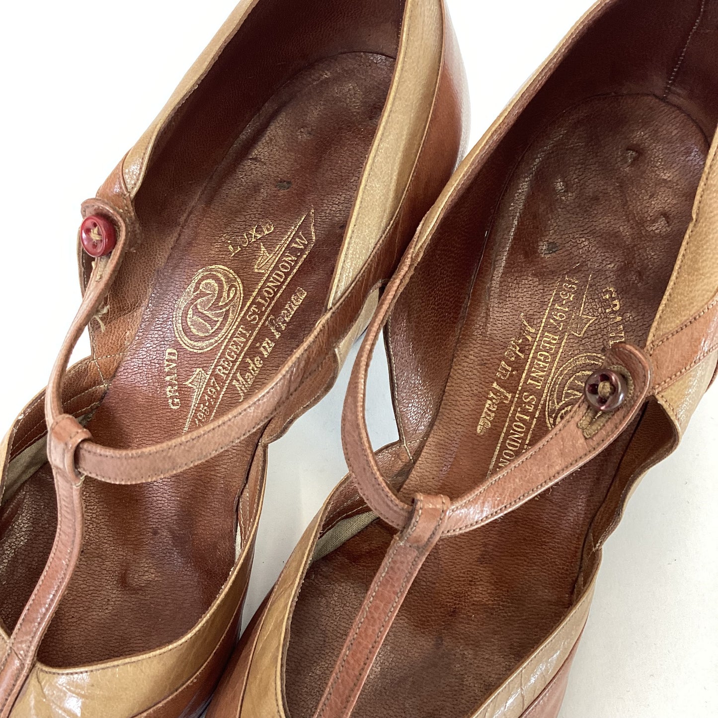 Original 20's/30's stunning 2 tone shoes - in taupe and sand colourway