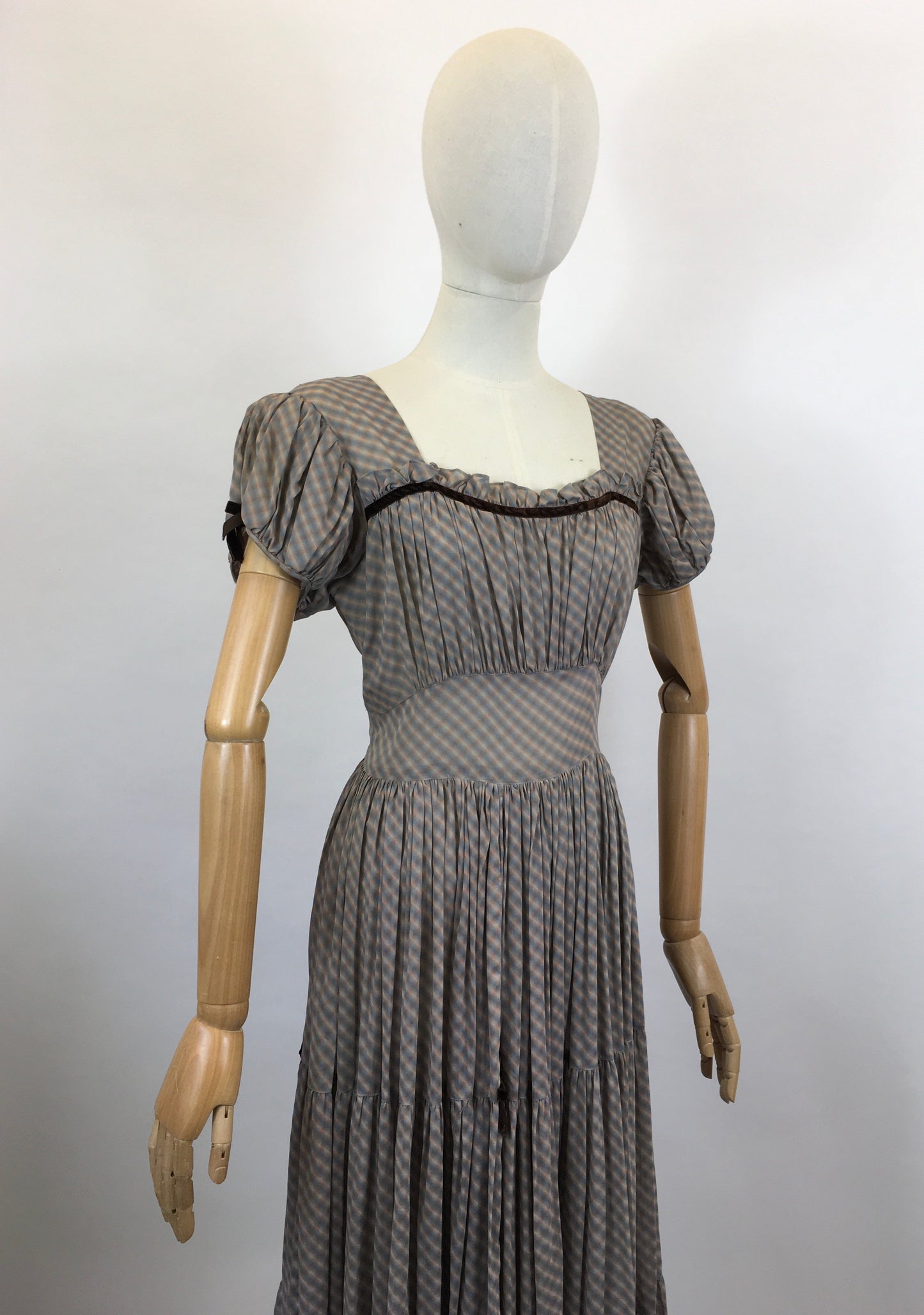 Original 1940’s Fabulous Striped Dress - Faint coloured stripes
