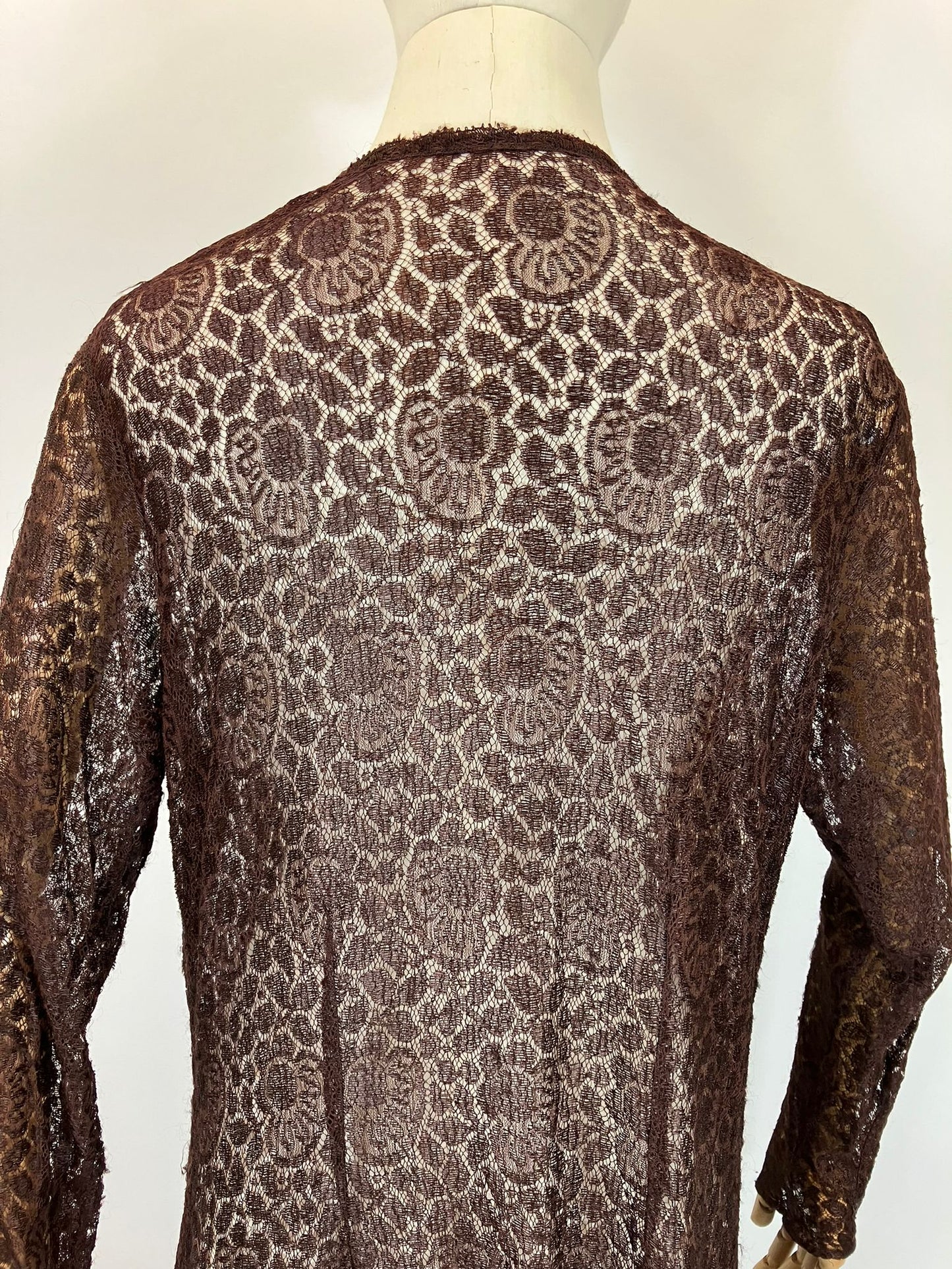Original 1920's/ 1930's Crossover Lace Dress - in Gorgeous Deep Brown