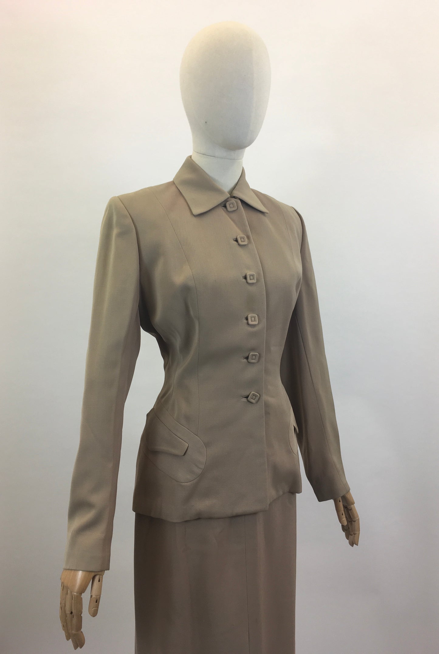 Original 1940’s Longline 2pc Suit - Soft Fawn