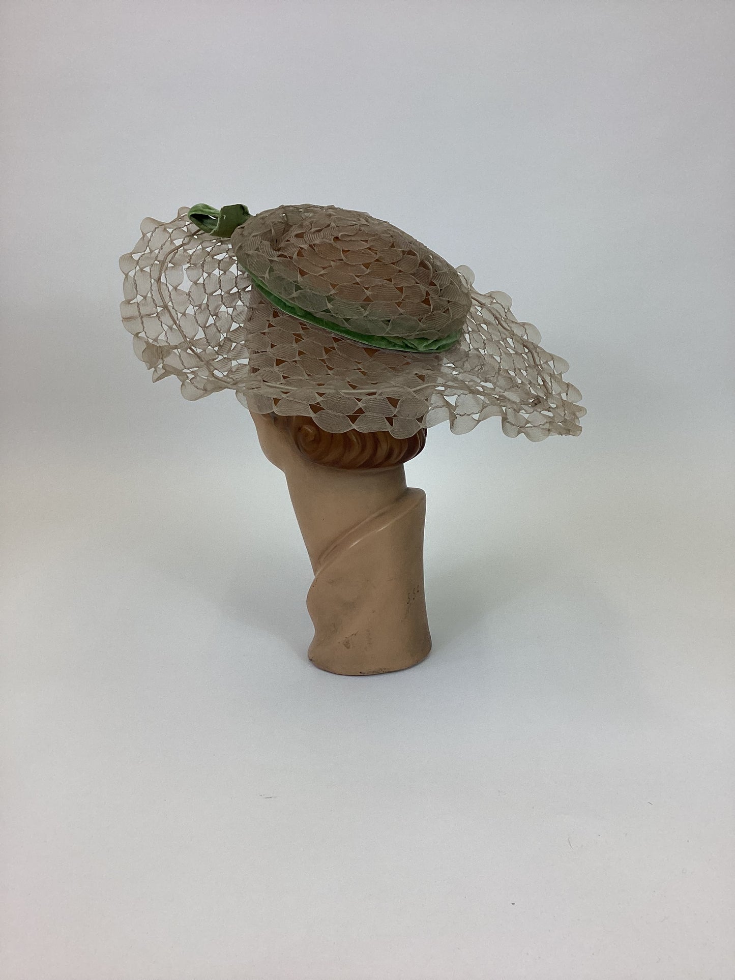 Original 1910's Amazing Edwardian Hat - in palest of pale green