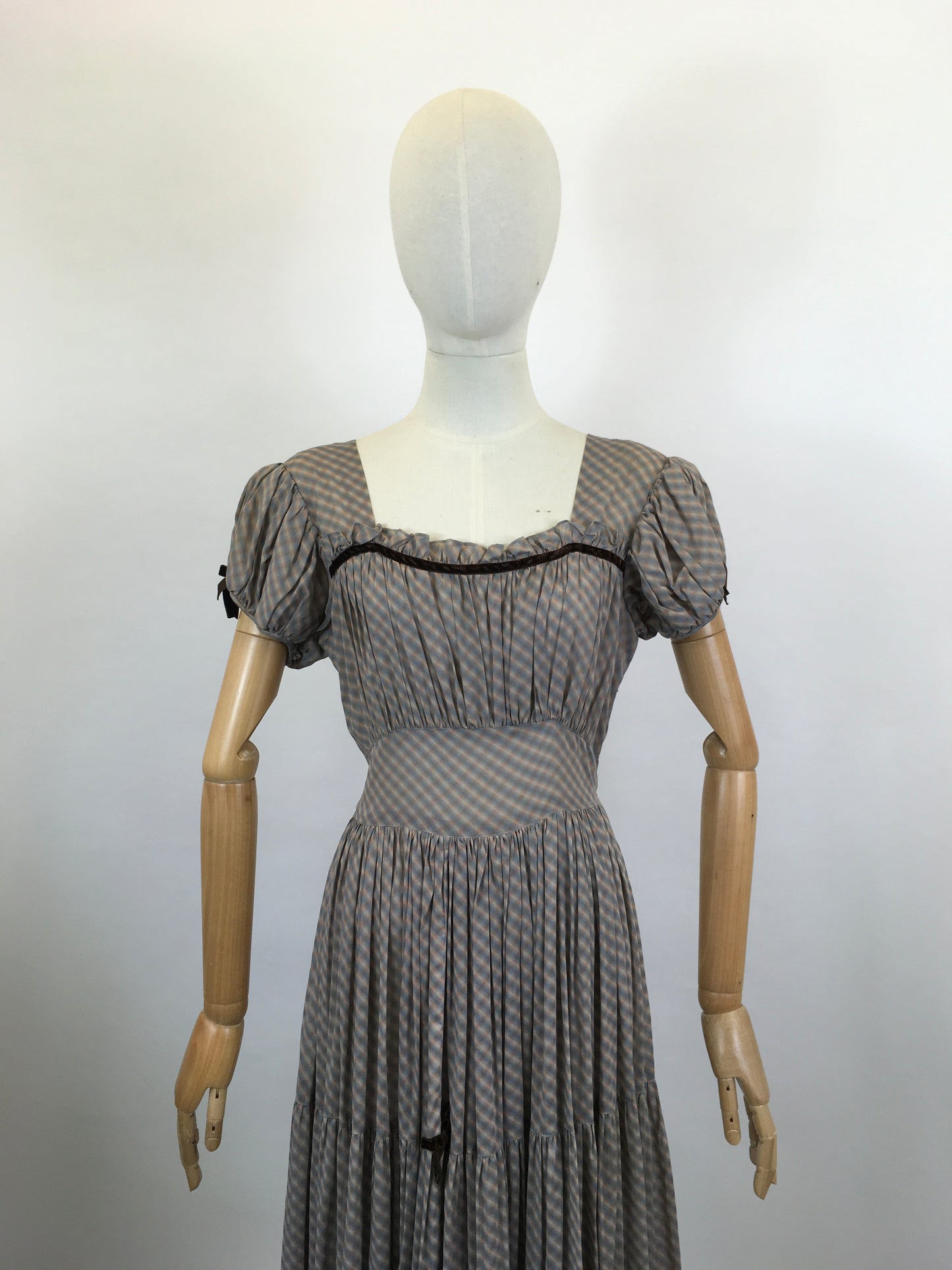 Original 1940’s Fabulous Striped Dress - Faint coloured stripes