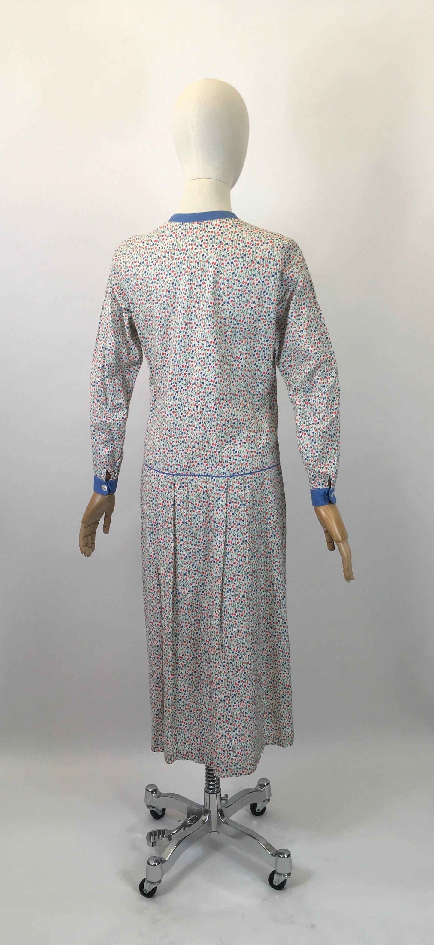 Original 1930’s Darling Floral Day Dress - In a Meadow Print with Greens, Blues, Yellows & Orange.
