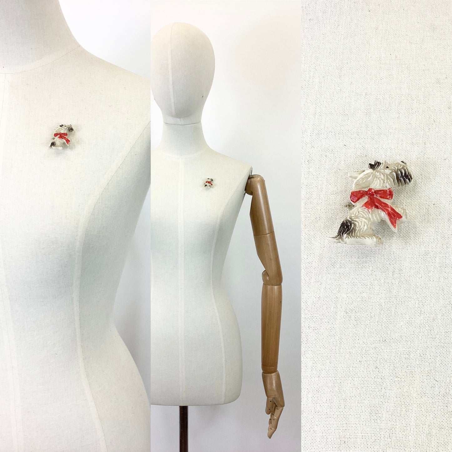 Original 40’s celluloid Brooch- sitting dog.