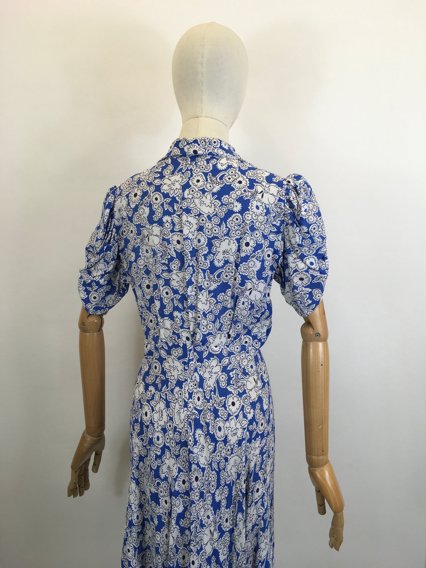 Original 1940’s Beautiful Floral dress - Powder Blue / white